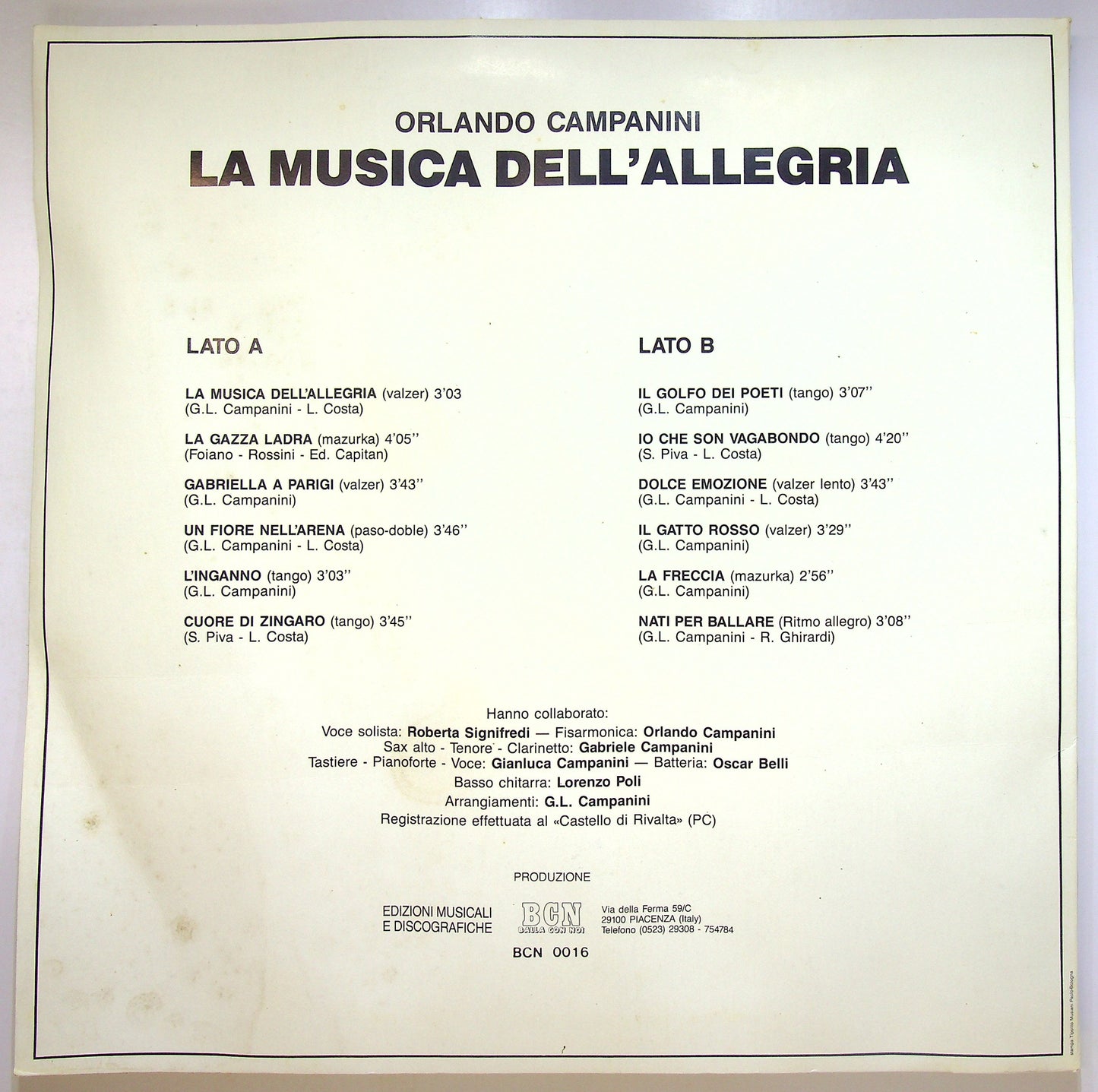 EBOND Orlando Campanini - La Musica Dell'allegria Vinile V090036
