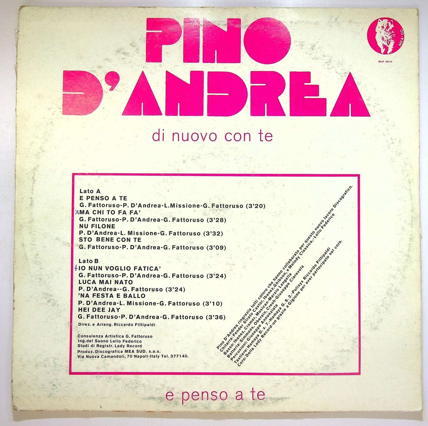 EBOND Pino D'Andrea - Di Nuovo Con Te Vinile V090037