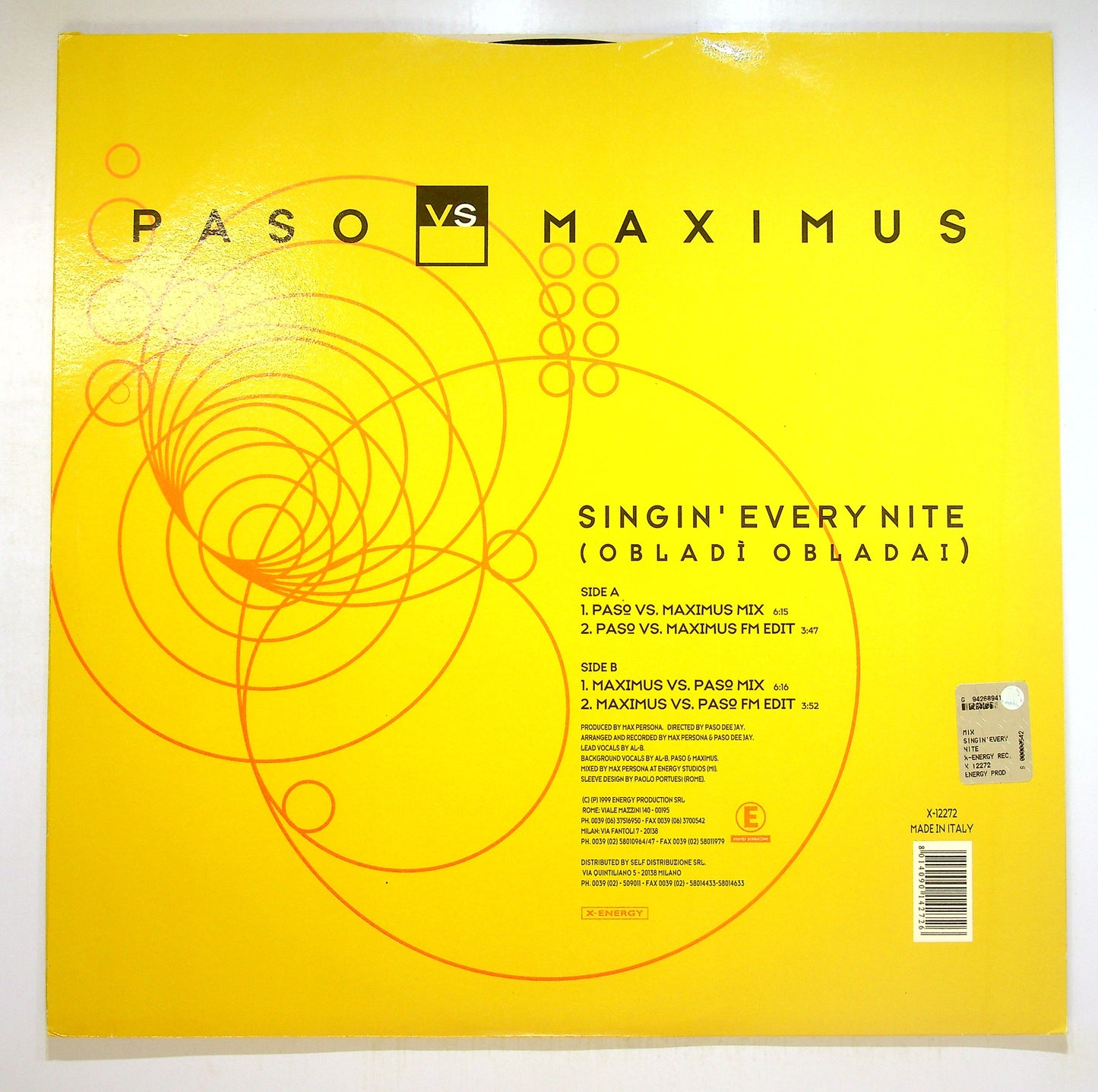 EBOND Paso vs. Maximus - Singin' Every Nite (Obladi Obladai) Vinile V091027