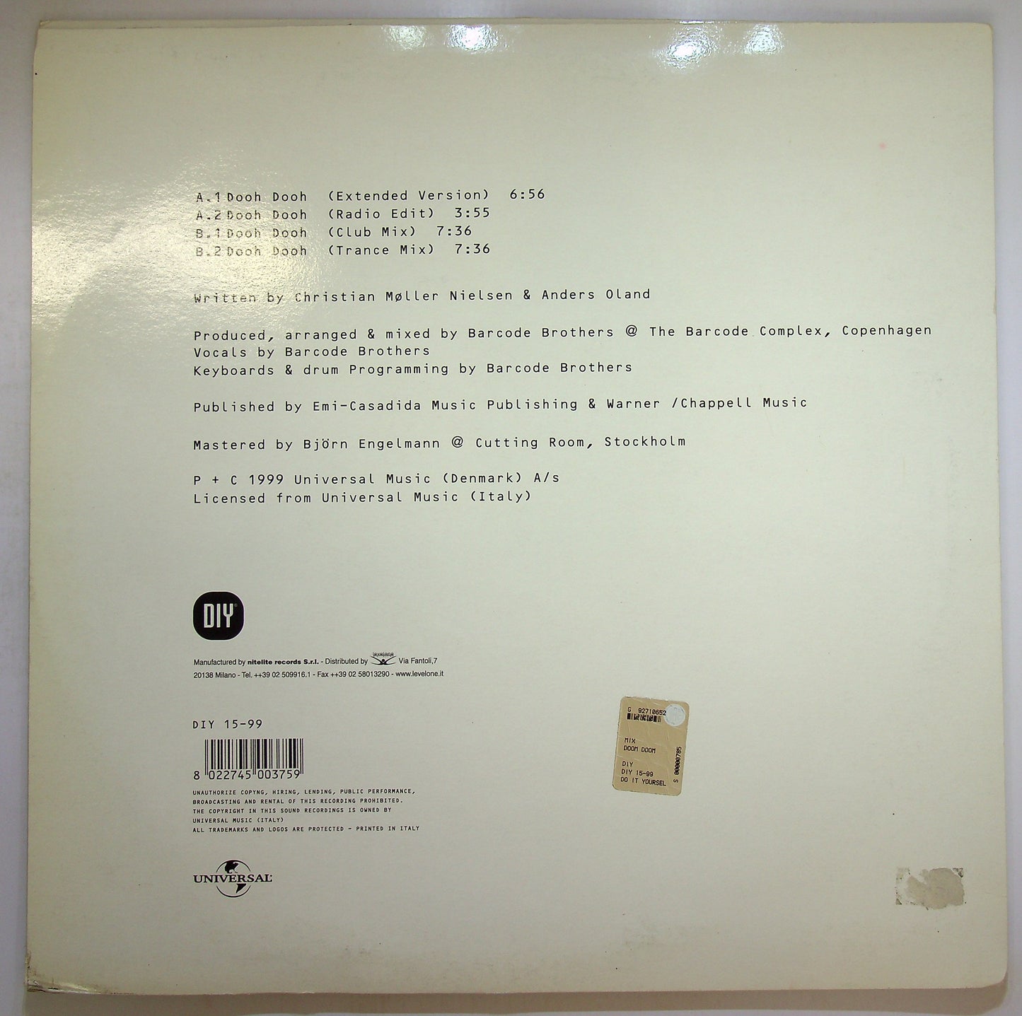 EBOND Barcode Brothers - Dooh Dooh Vinile V091086