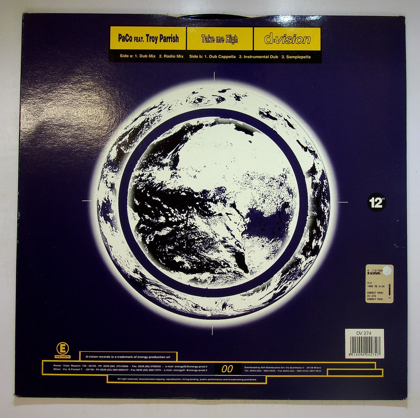 EBOND Paco Feat. Troy Parrish - Take Me High Vinile V091092