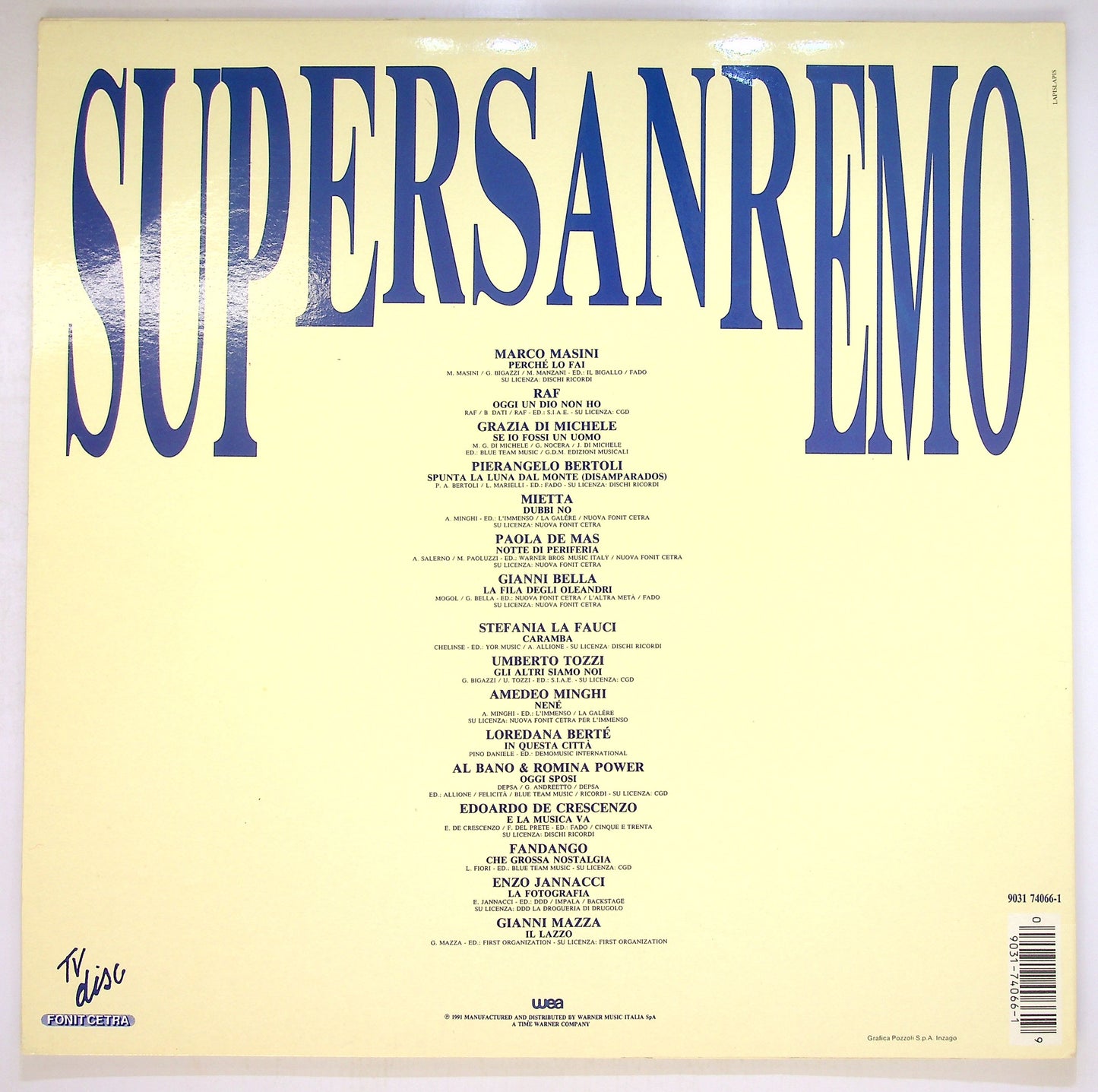 EBOND Various - Supersanremo 1991 Vinile V092044