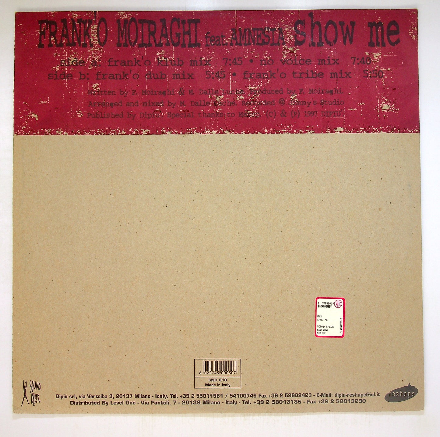 EBOND Frank 'O Moiraghi Feat. Amnesia - Show Me Vinile V092059