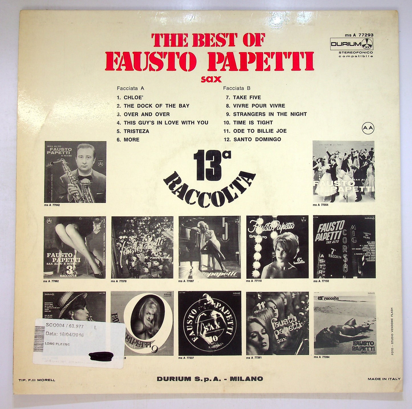 EBOND Fausto Papetti - 13a Raccolta - The Best Of Fausto Papetti Vinile V092111