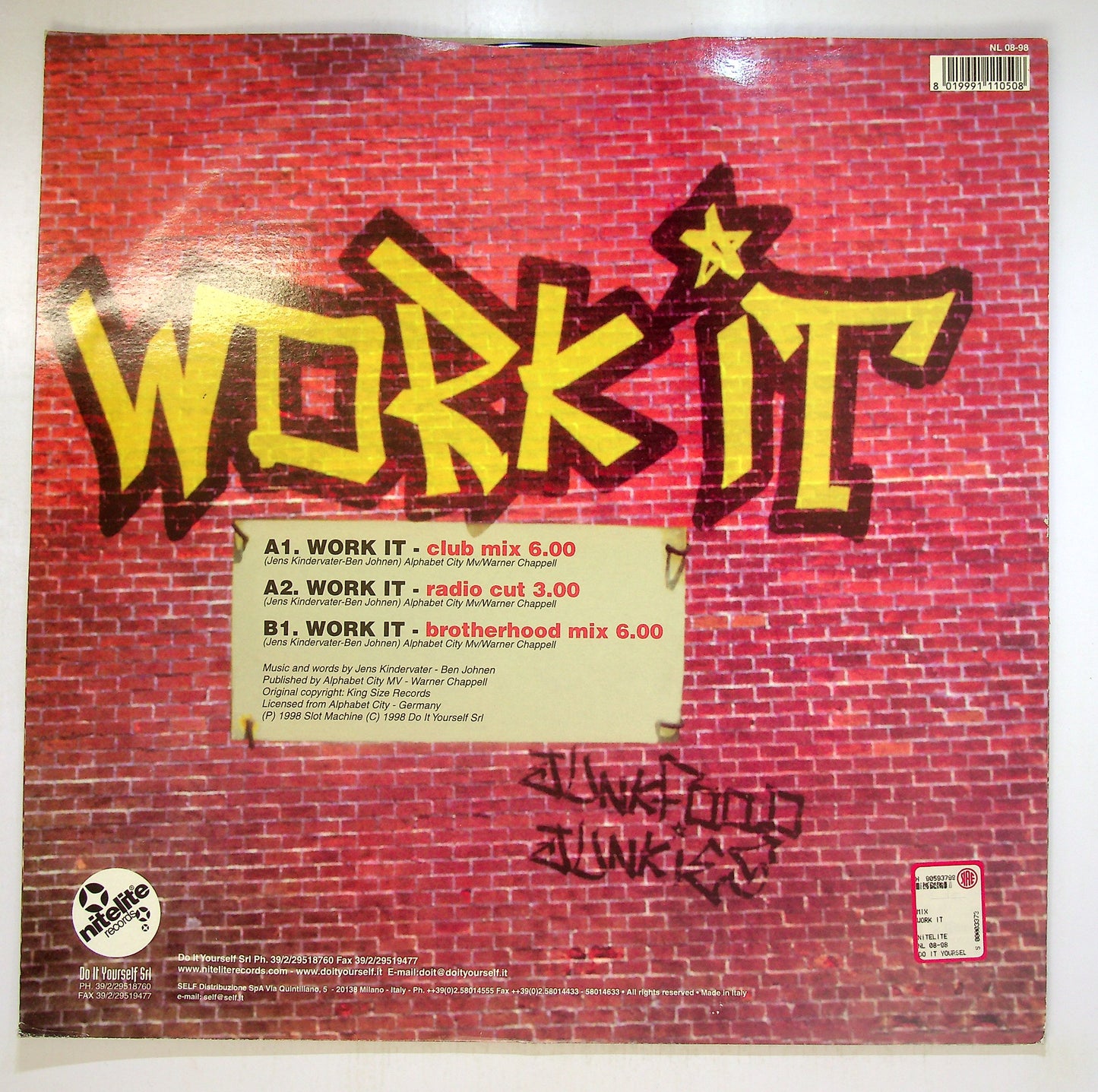 EBOND Junkfood Junkies Feat. MC Quest - Work It Vinile V093021