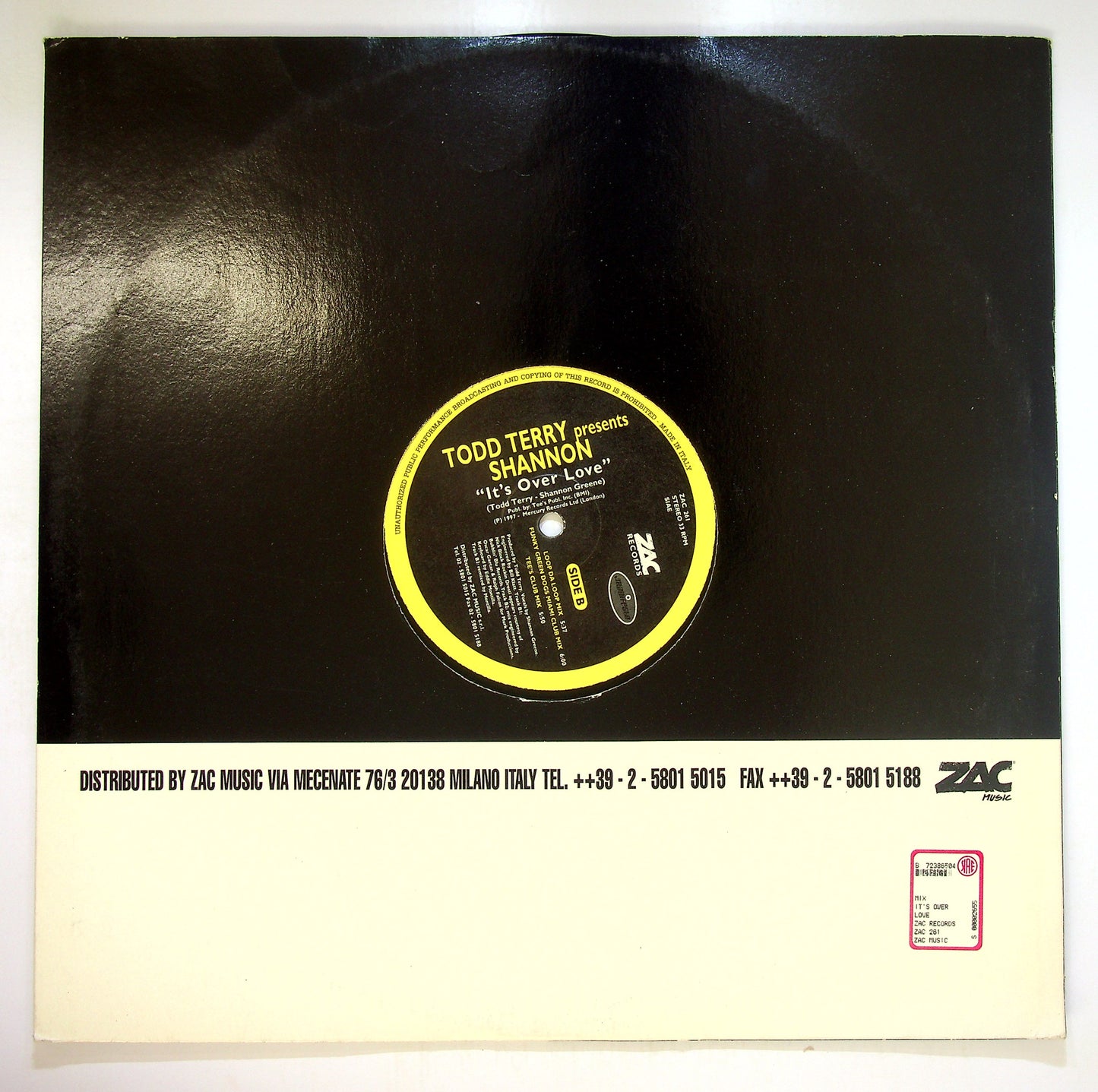 EBOND Todd Terry Presents Shannon - It's Over Love Vinile V094046