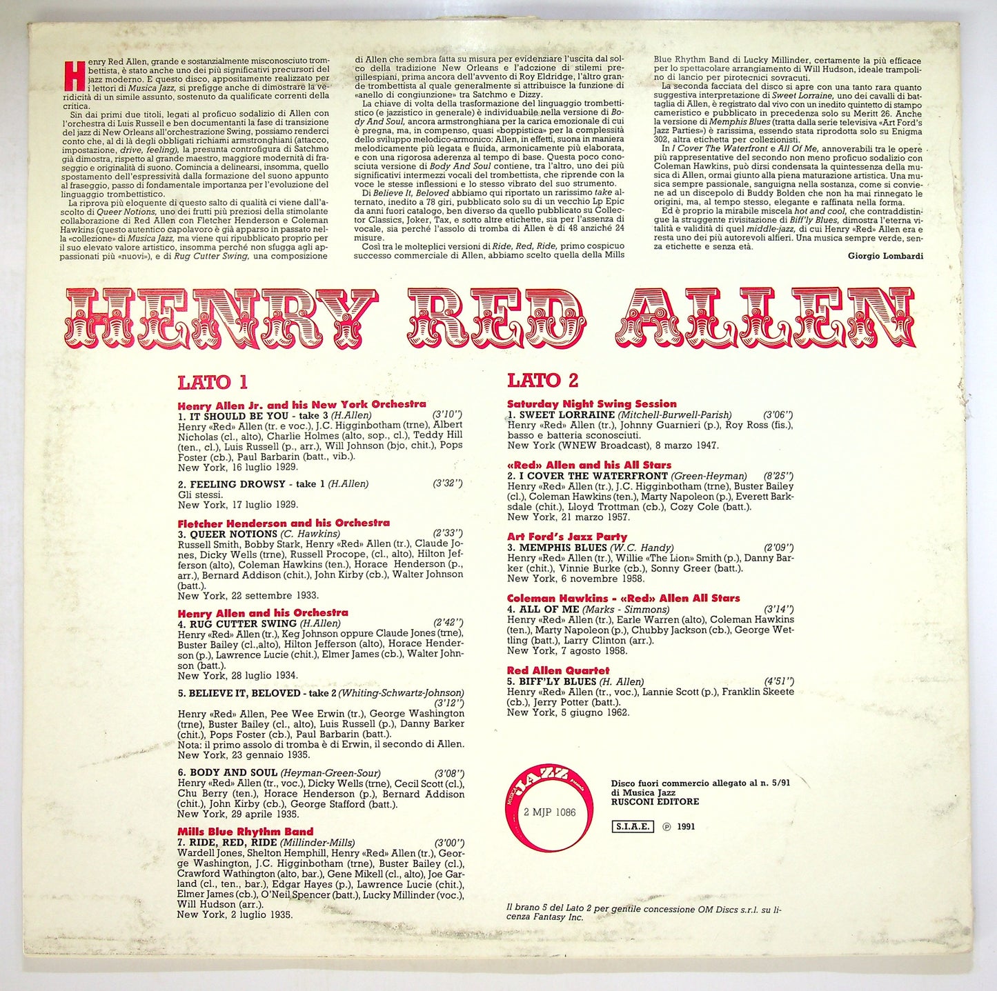 EBOND Henry Red Allen - Henry Red Allen Vinile V095007