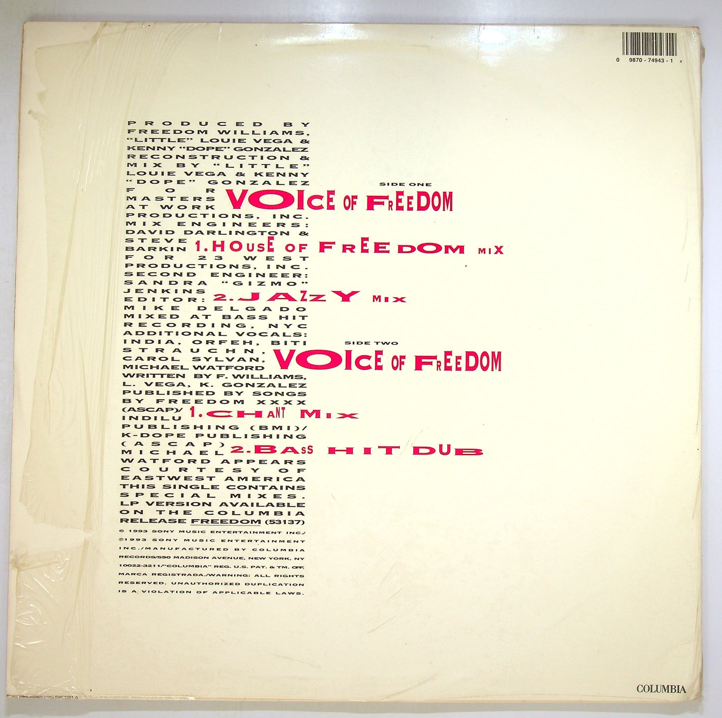 EBOND Freedom Williams - Voice Of Freedom Vinile V095099