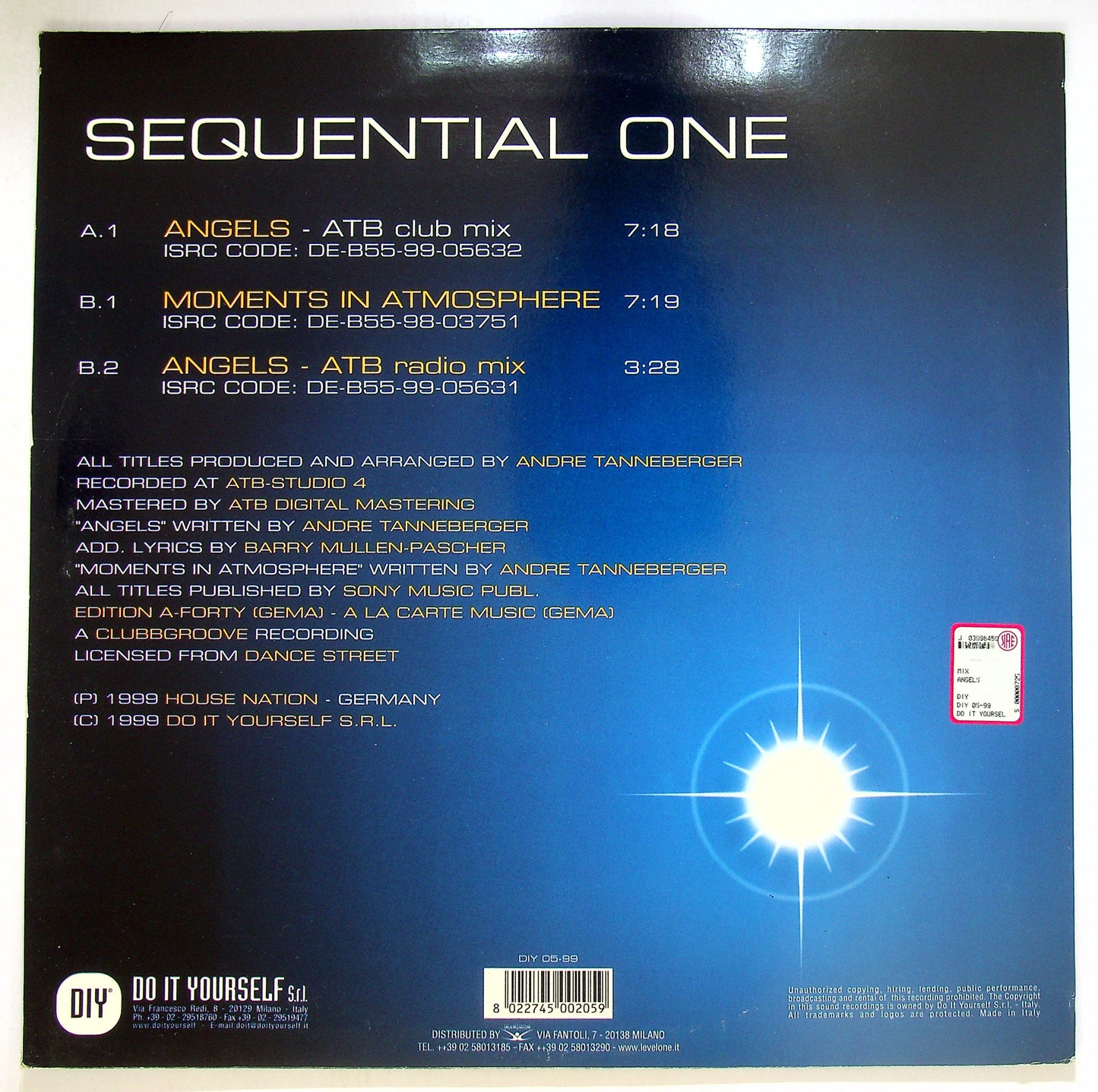 EBOND Sequential One - Angels / Moments In Atmosphere Vinile V095105