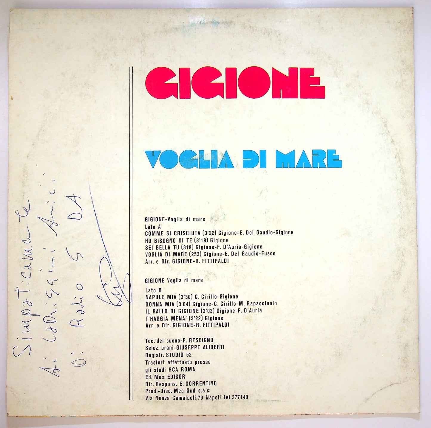 EBOND Gigione - Voglia Di Mare (AUTOGRAFATO) Vinile V096117