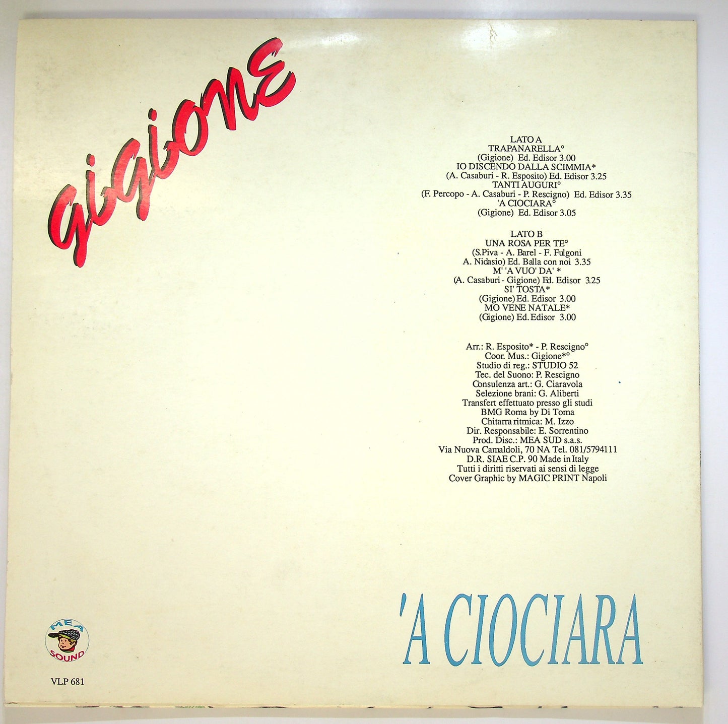 EBOND Gigione - 'A Ciociara Vinile V096122