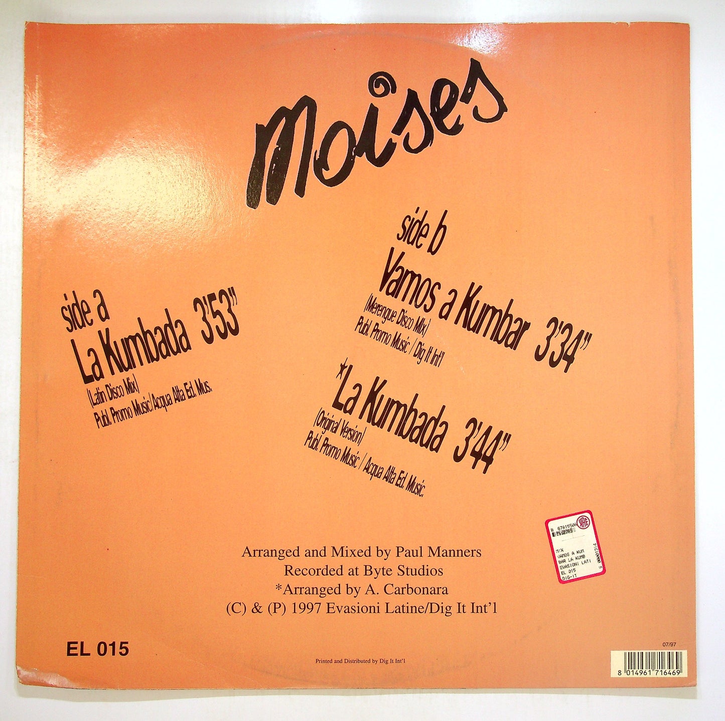 EBOND Moises - Vamos A Kumbar / La Kumbada Vinile V097138