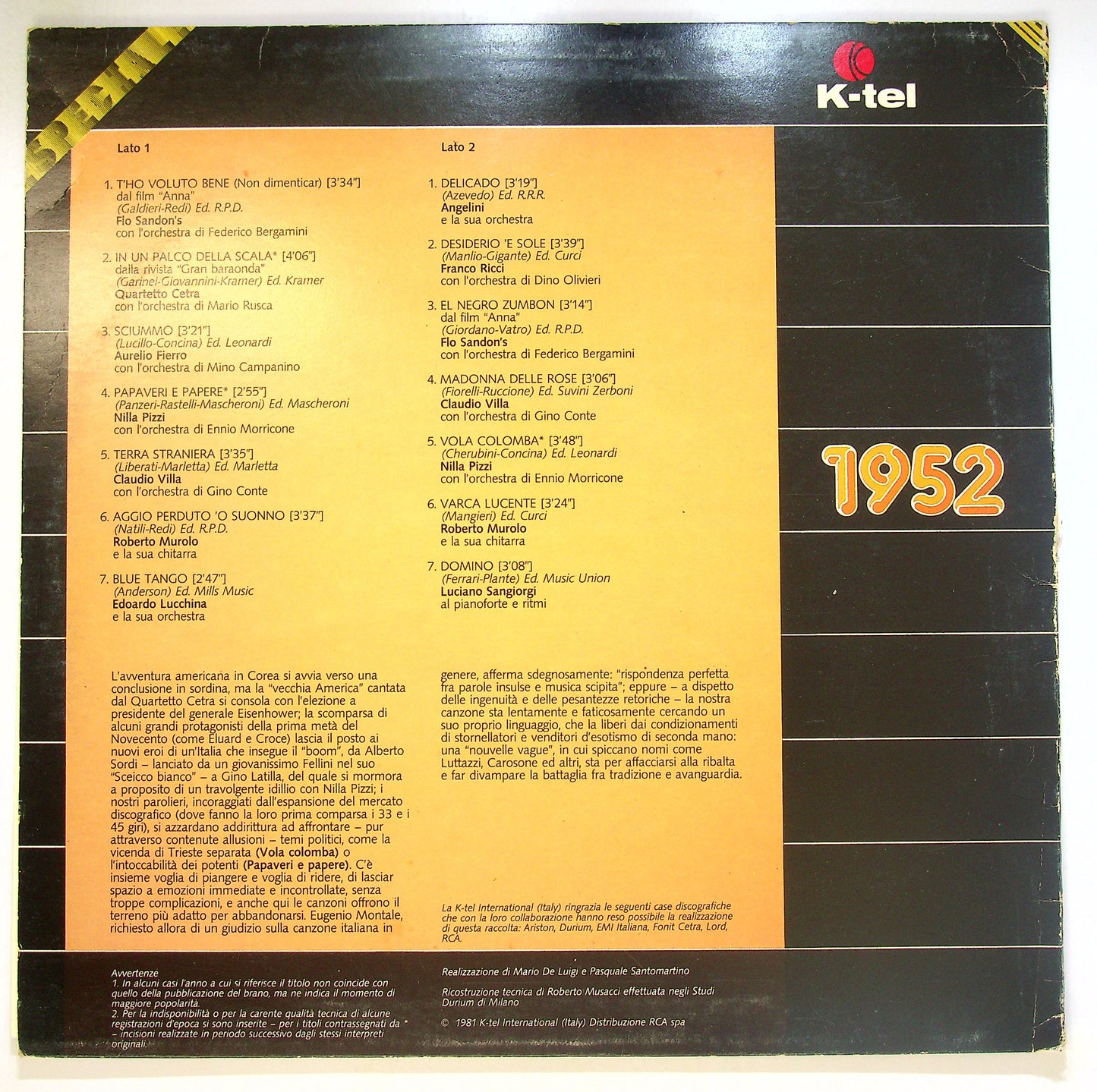 EBOND Various - Canzoniere '50 - 1952 Vinile V098103