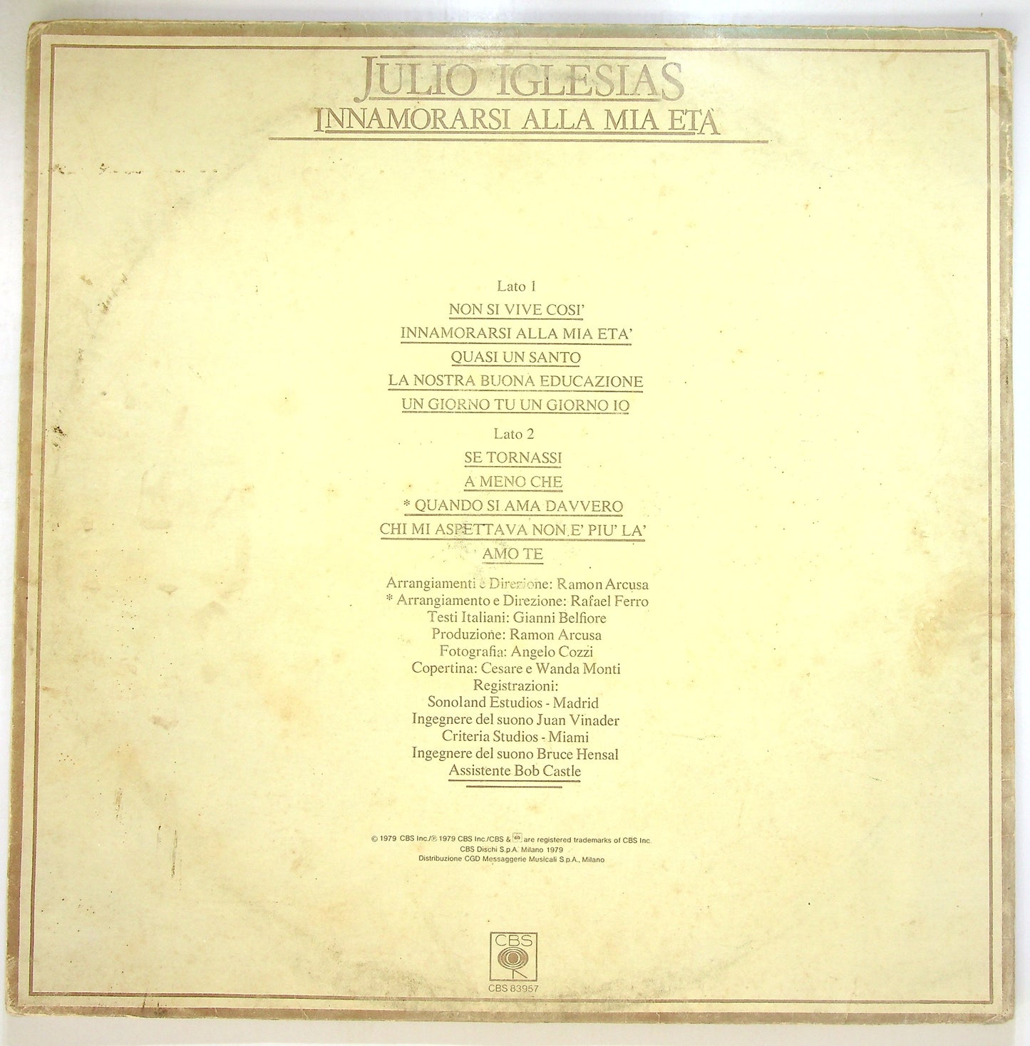 EBOND Julio Iglesias - Innamorarsi Alla Mia Eta Vinile V099013