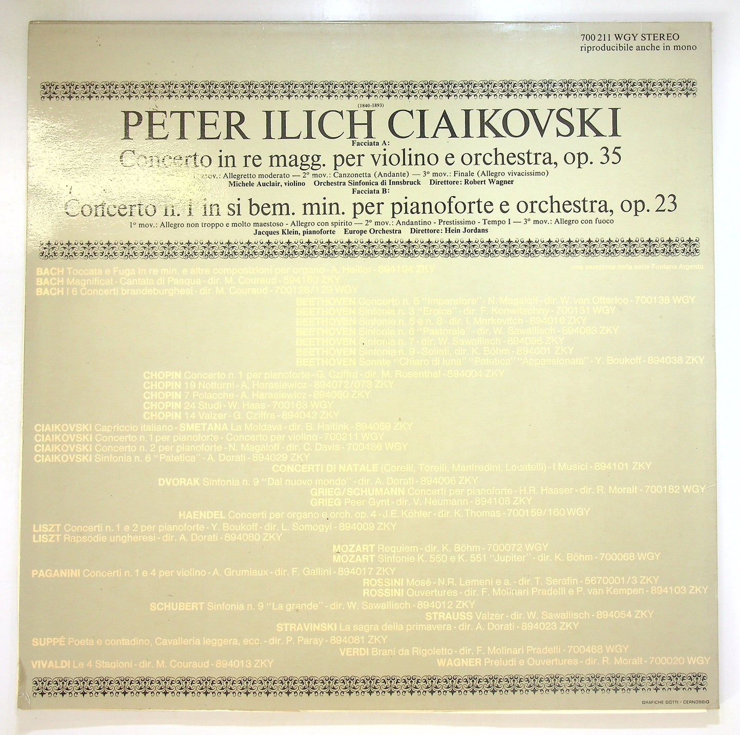EBOND Ciaikovski - Concerto N.1 Per Pianoforte E Orchestra Vinile V099116