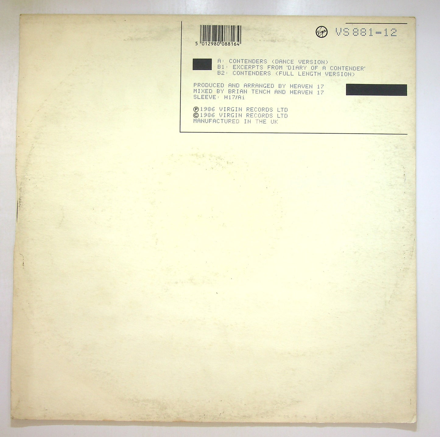 EBOND Heaven 17 - Contenders (Dance Mix) Vinile V100073