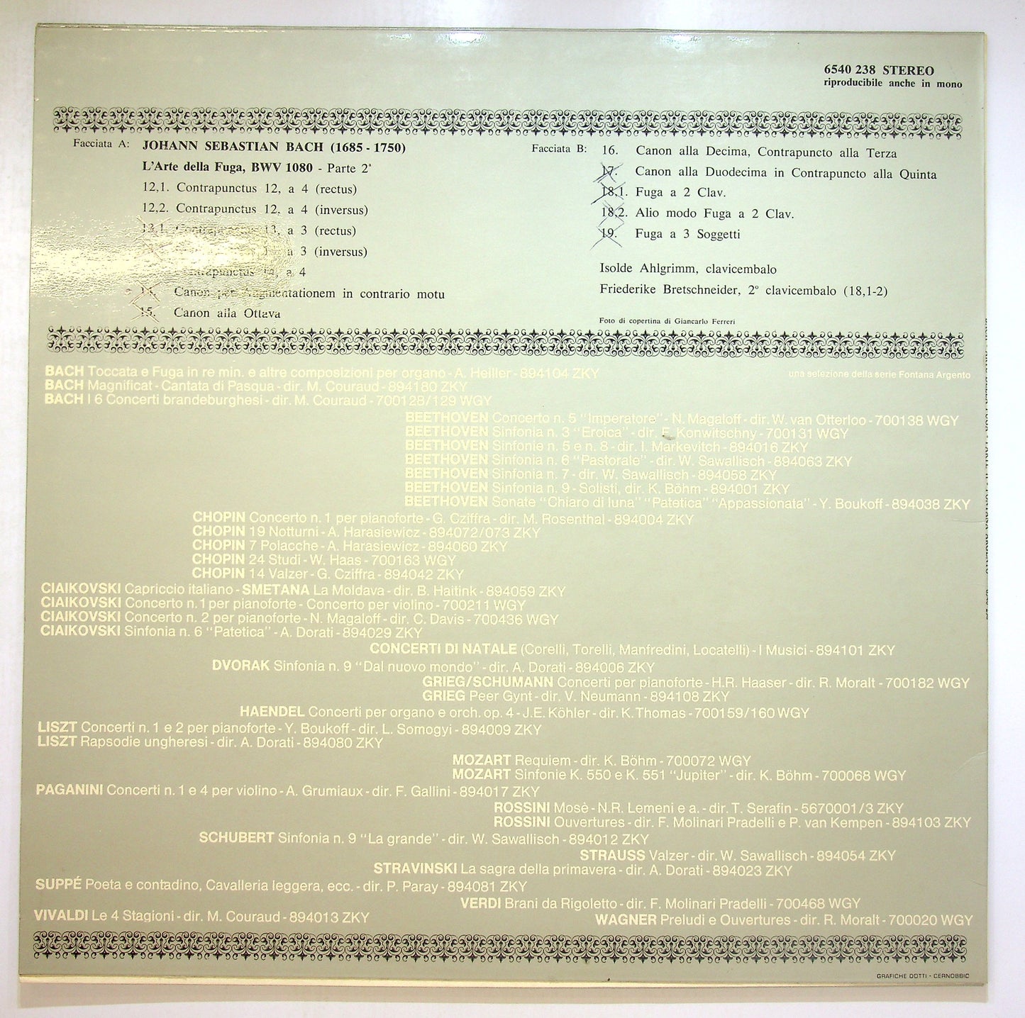 EBOND Isolde Ahlgrimm - Bach L'arte della Fuga - Parte 2a Vinile V100095