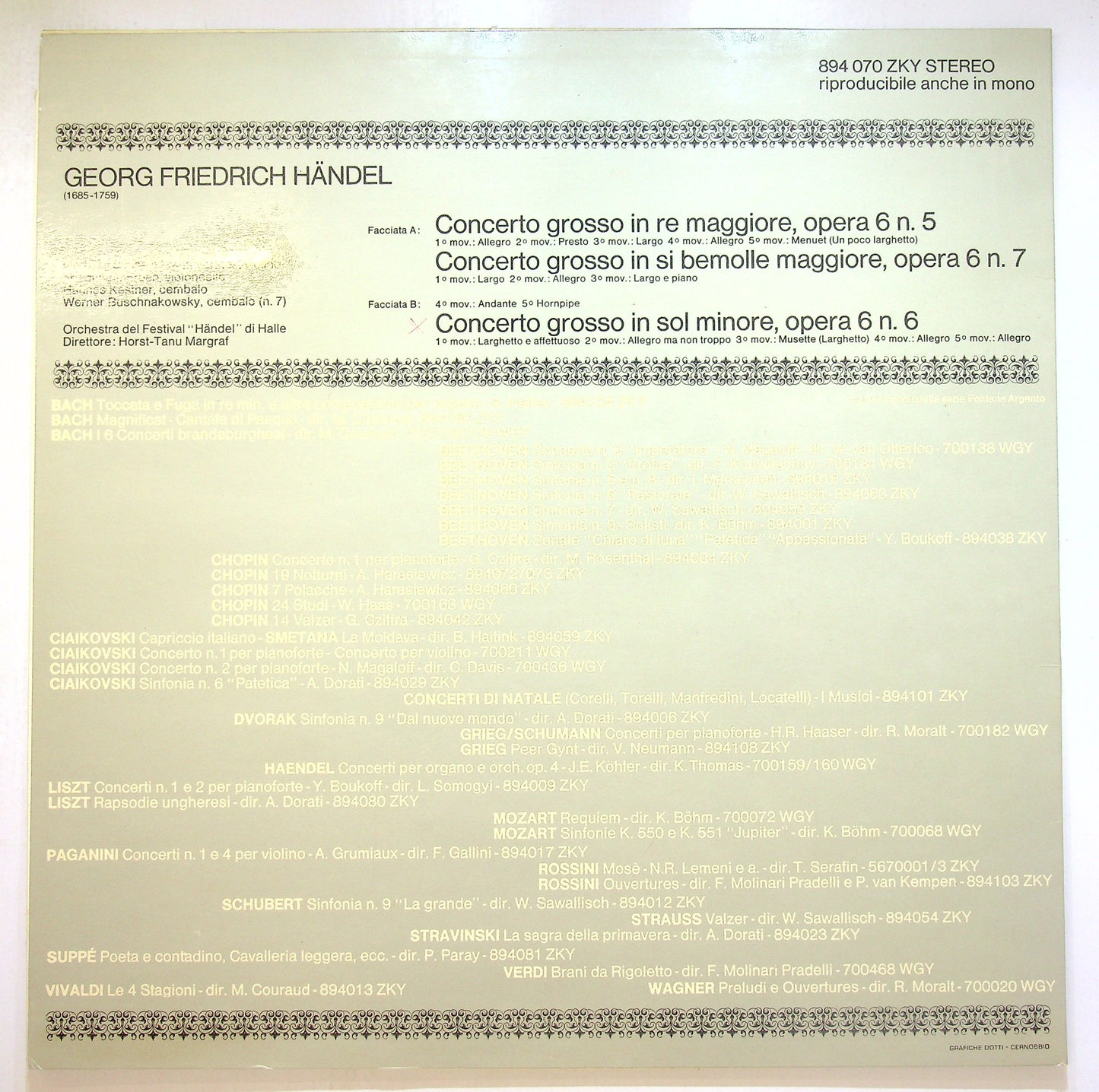 EBOND Handel - Concerti Grossi Op. 6 N. 5 - 6 - 7 Vinile V100100