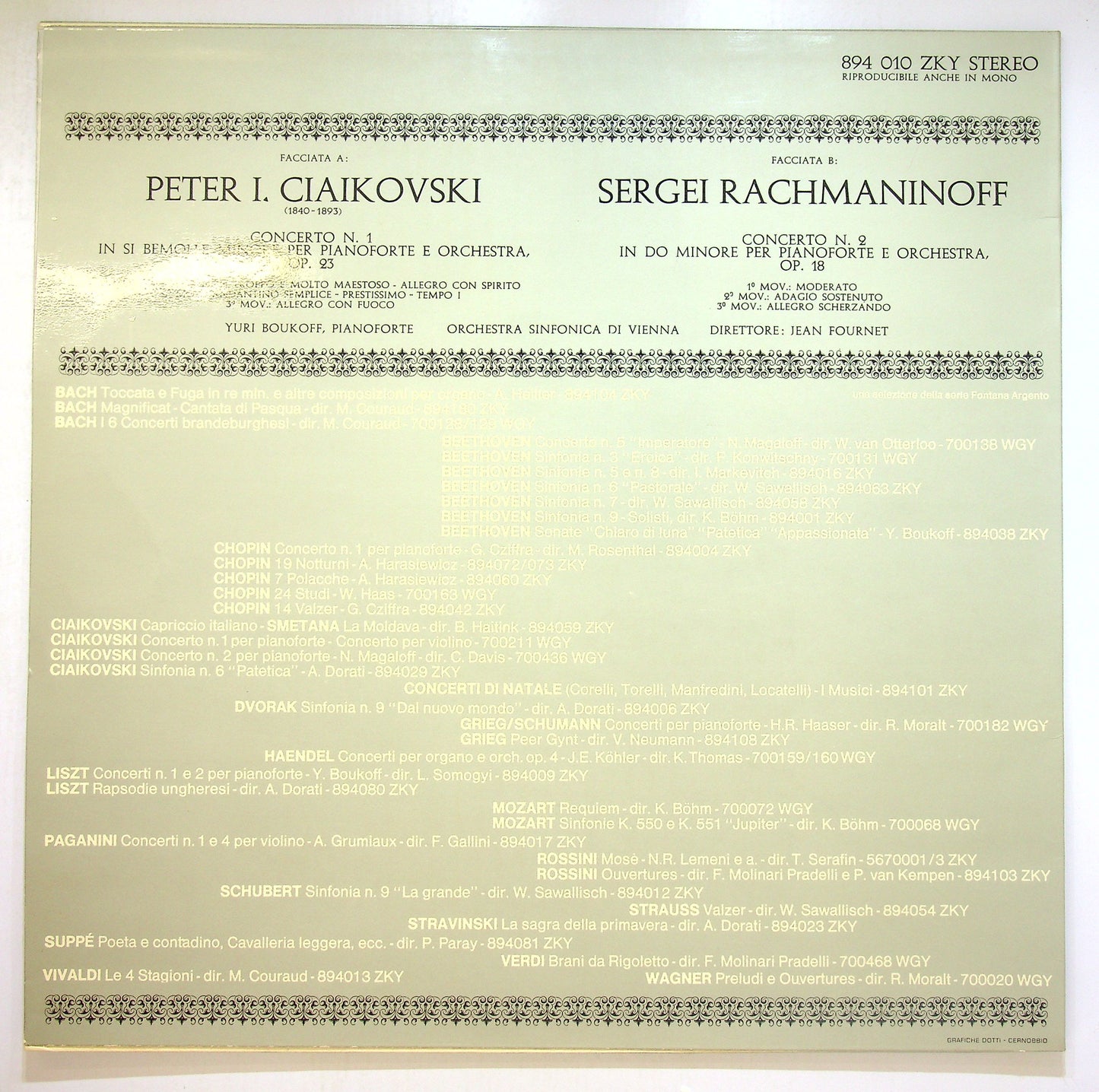 EBOND Ciaikovski - Concerto N. 1 e 2 Per Pianoforte E Orchestr Vinile V100108