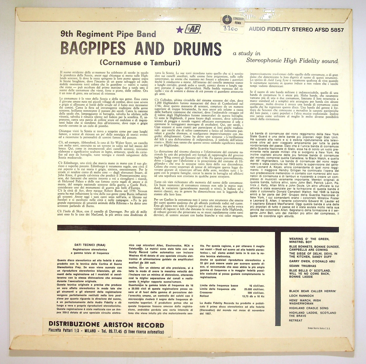 EBOND 9th Regiment Pipe Band - Bagpipes & Drums Vinile V101054
