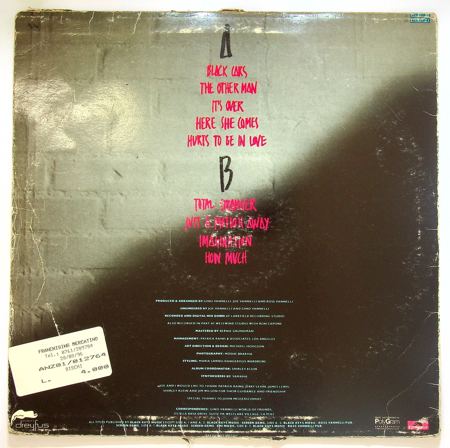 EBOND Gino Vannelli - Black Cars Vinile V101101