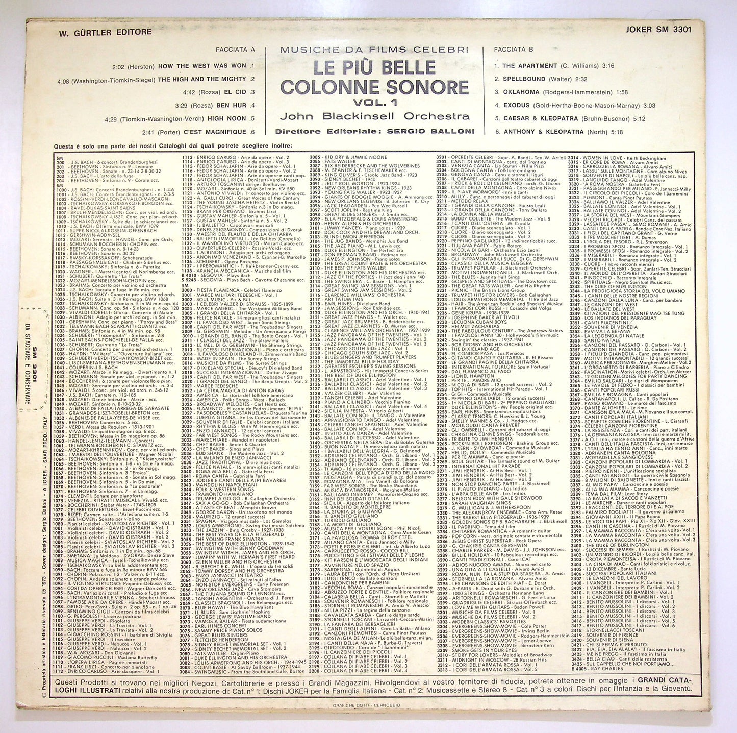 EBOND John Blackinsell - Le Piu Belle Colonne Sonore Vol. 1 Vinile V103105