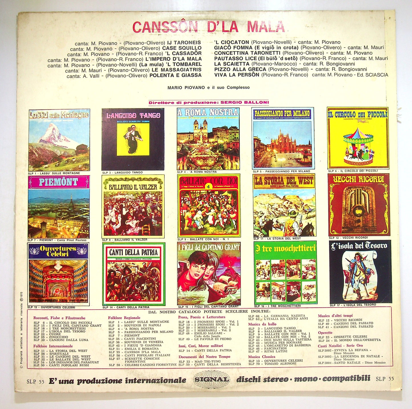 EBOND Mario Piovano E Il Suo Complesso - Cansson D'la Mala Vinile V103121