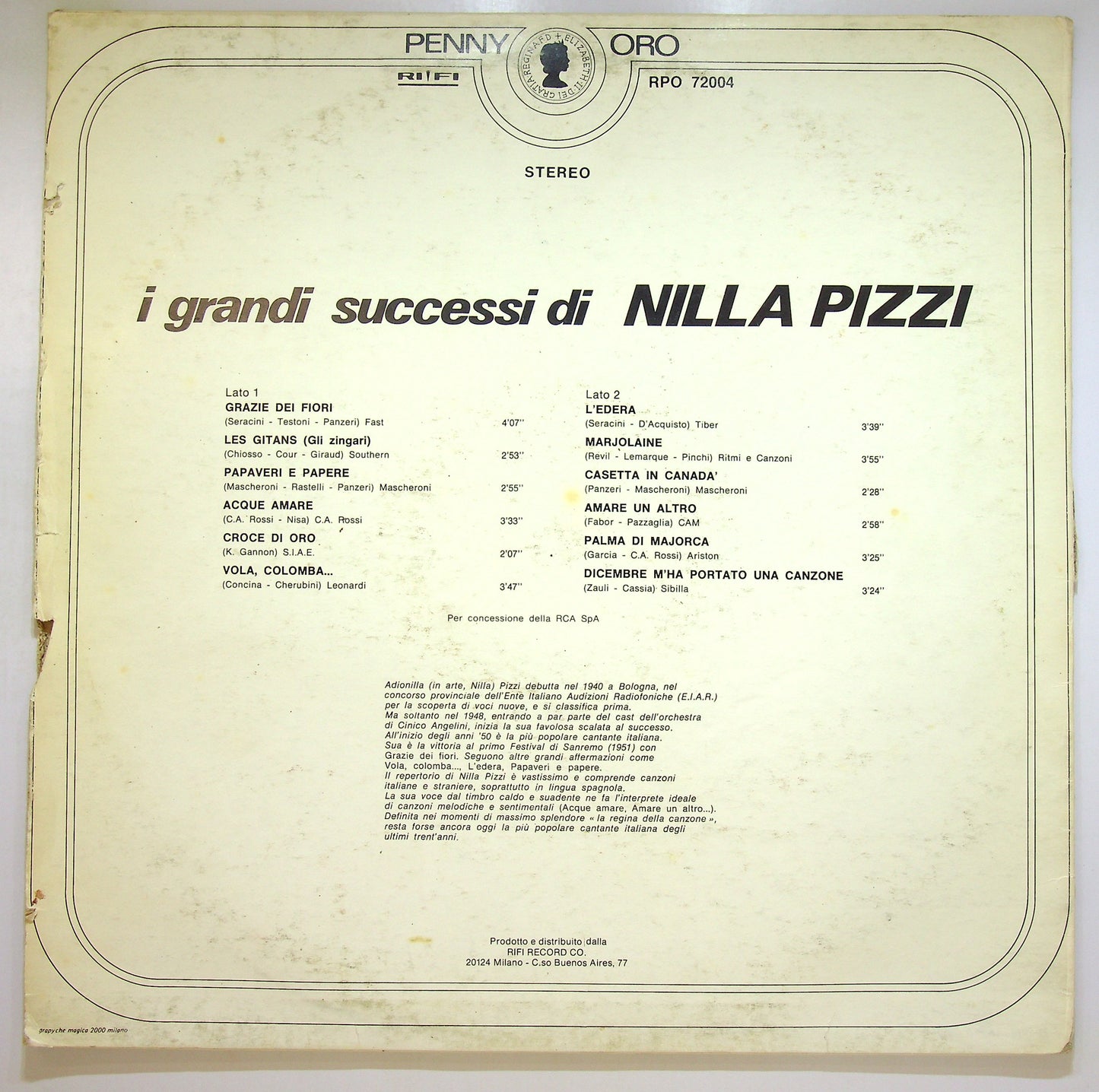EBOND Nilla Pizzi - I Grandi Successi Di Nilla Pizzi Vinile V103135