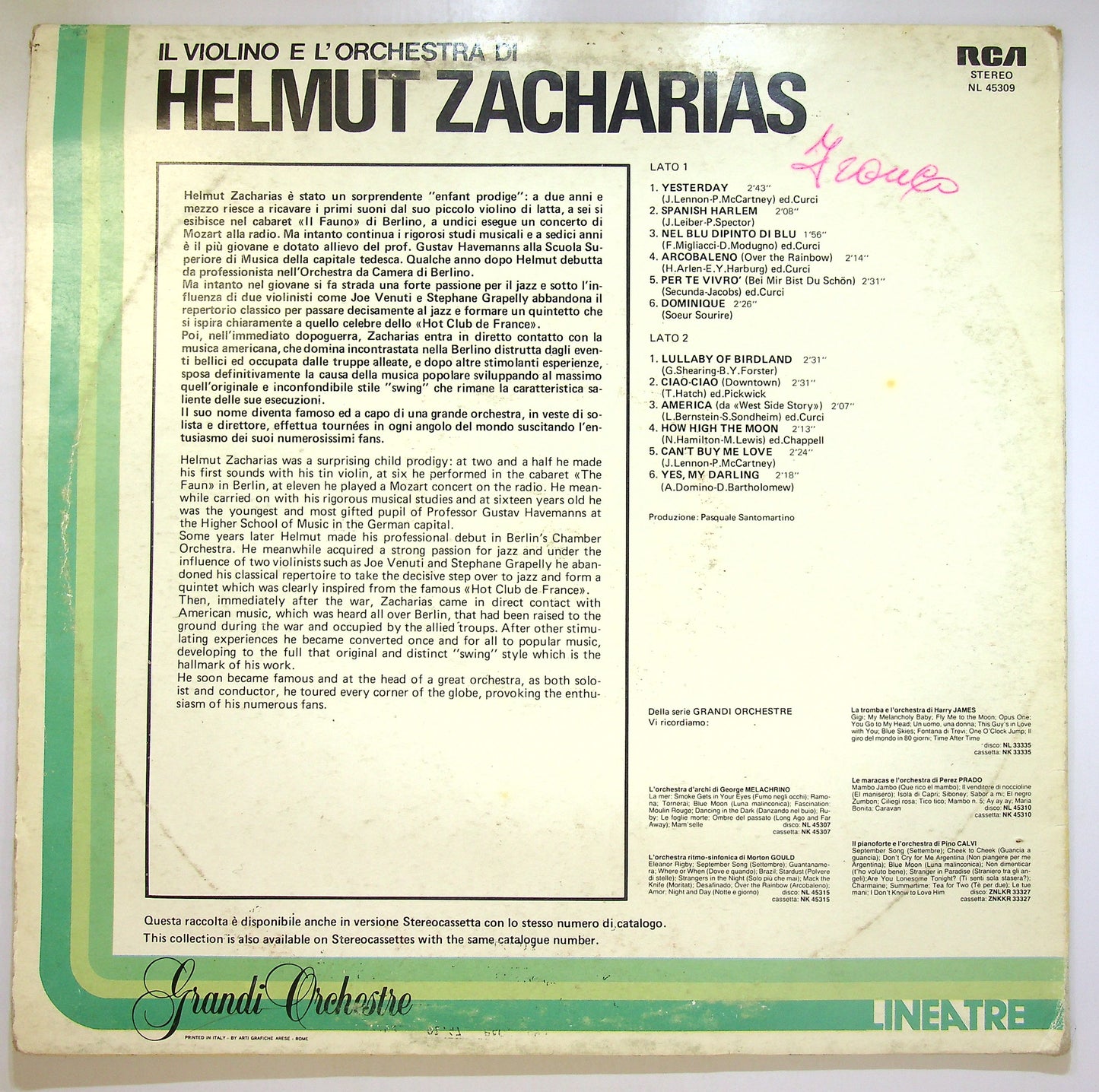EBOND Il Violino E L'Orchestra Di Helmut Zacharias Vinile V104109
