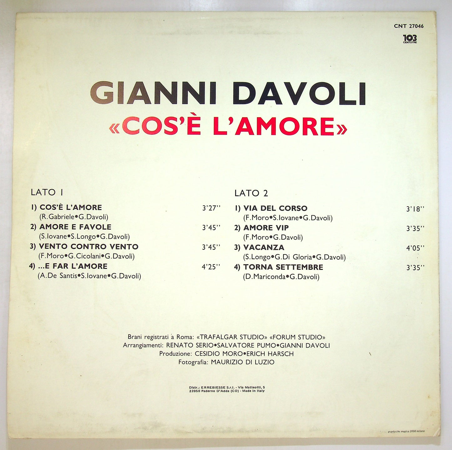 EBOND Gianni Davoli - Cos'E L'Amore Vinile V105084