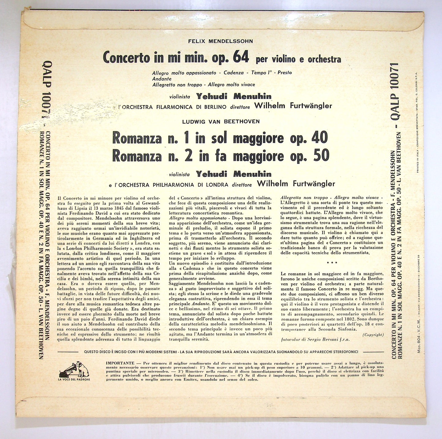 EBOND Yehudi Menuhin - Concerto In Mi Minore Op.64 Vinile V105114