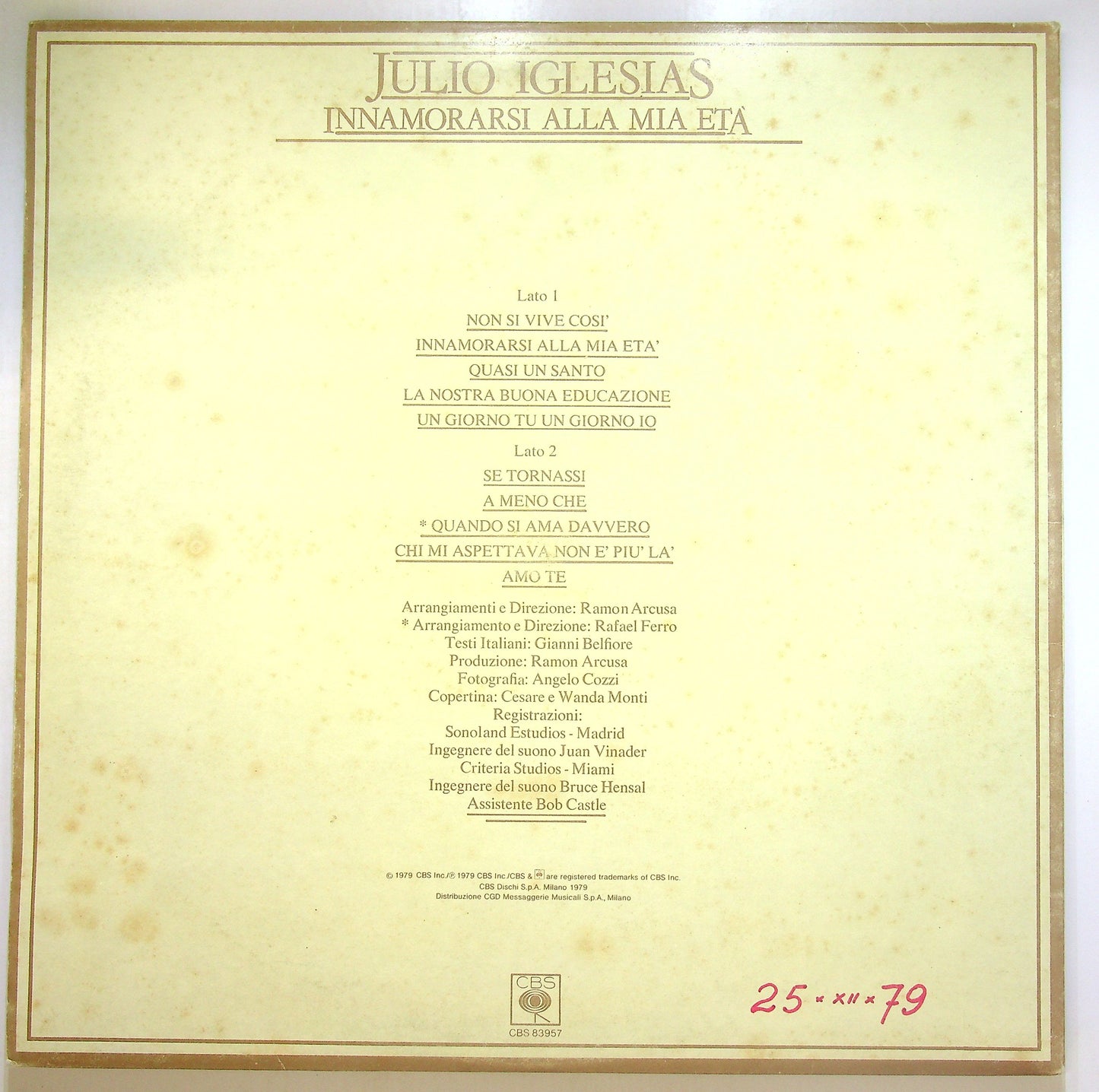 EBOND Julio Iglesias - Innamorarsi Alla Mia Eta Vinile V105148