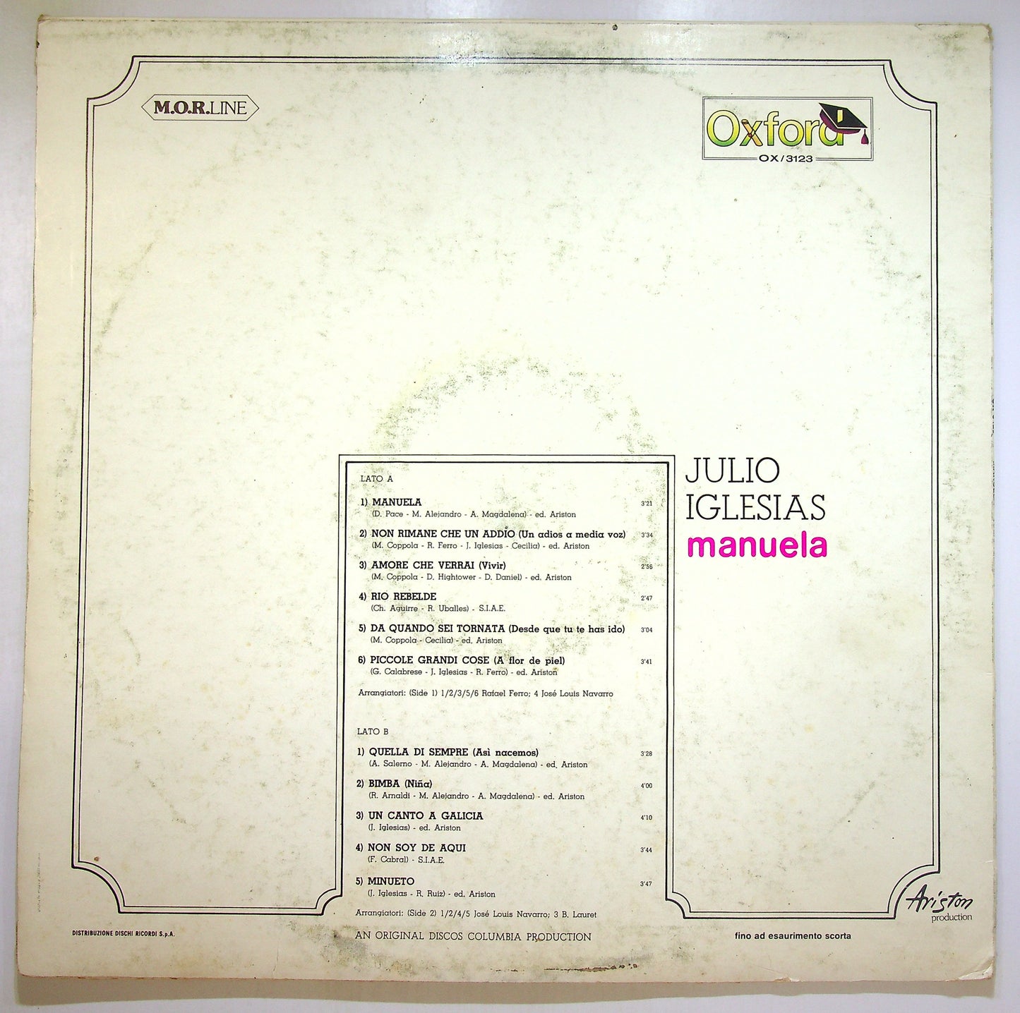 EBOND Julio Iglesias - Manuela Vinile V105149