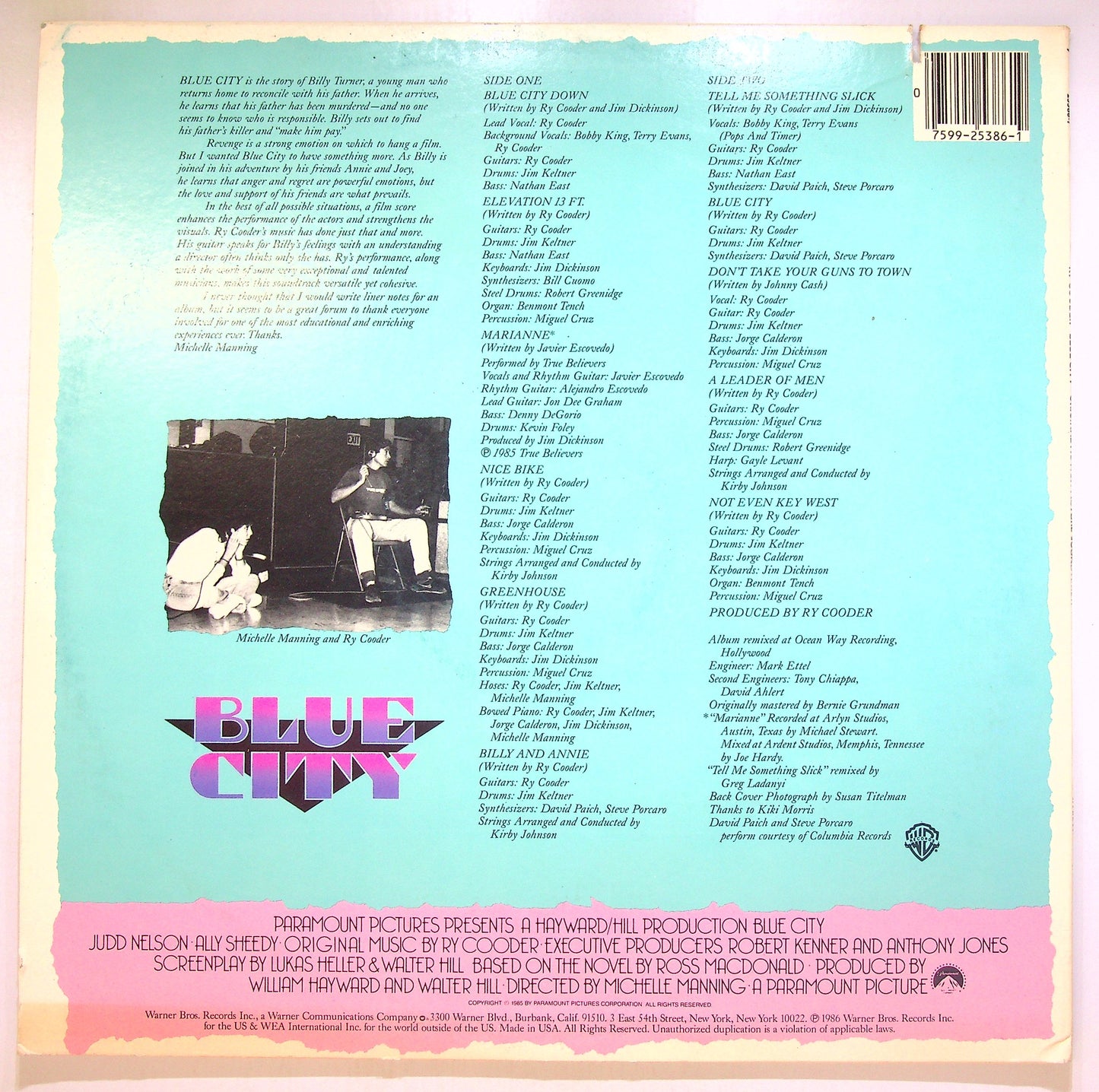 EBOND Ry Cooder - Blue City - Motion Picture Soundtrack Vinile V106042