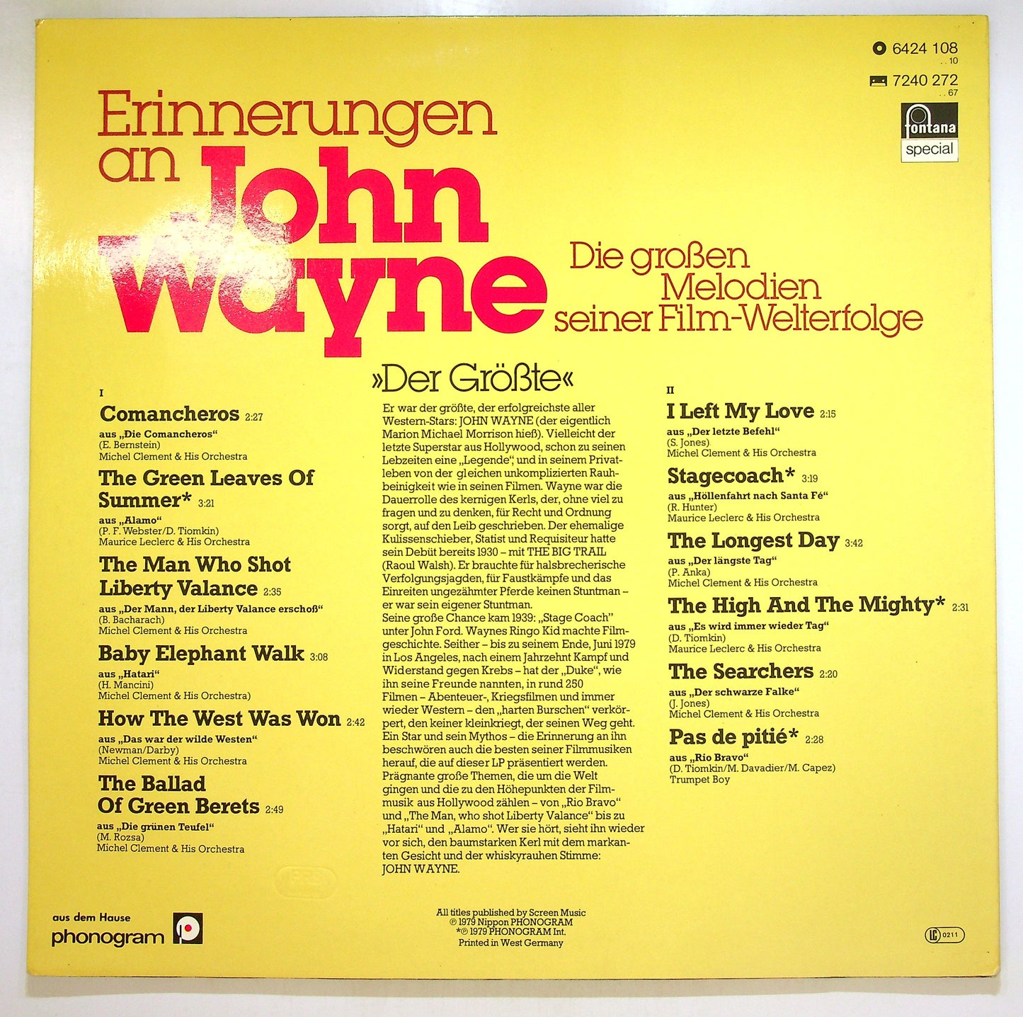 EBOND Various - Erinnerungen An John Wayne Vinile V106083
