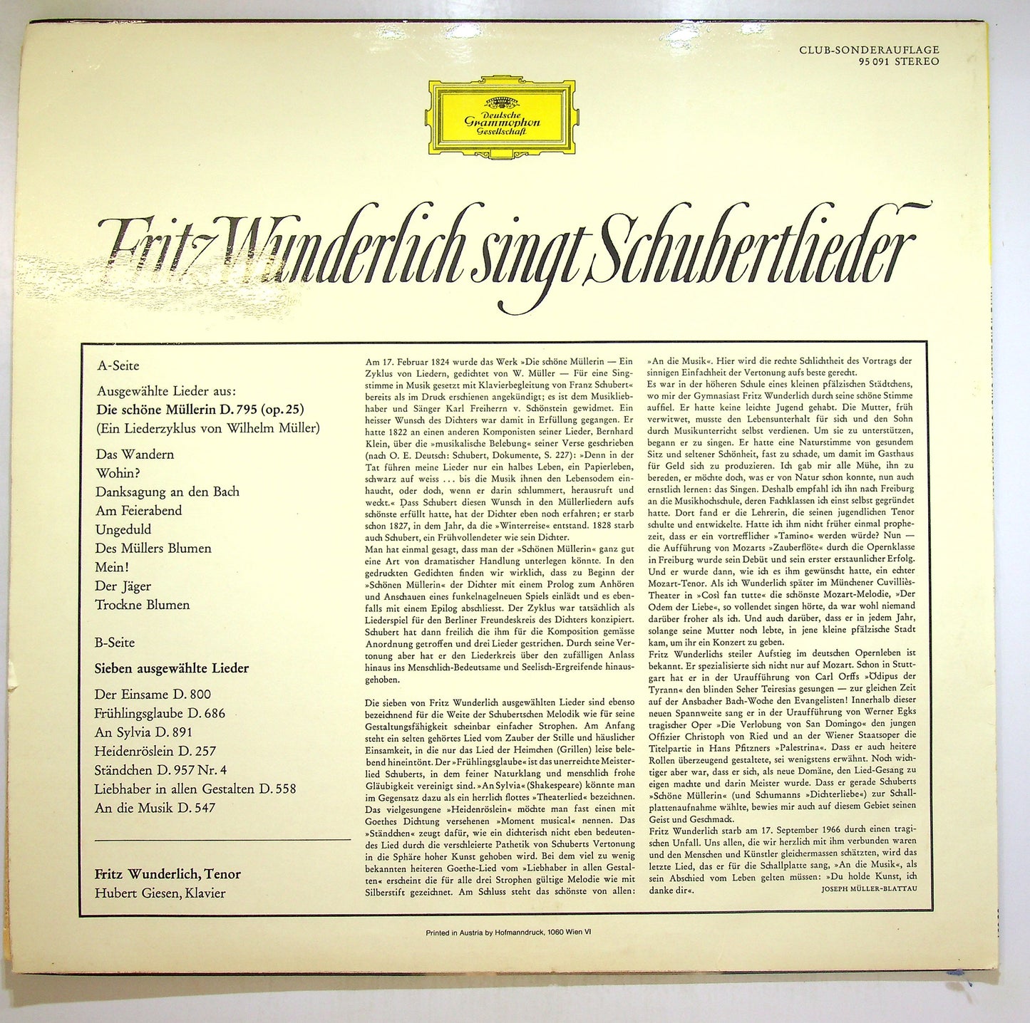 EBOND Franz Schubert - Fritz Wunderlich Singt Schubertlieder Vinile V106117