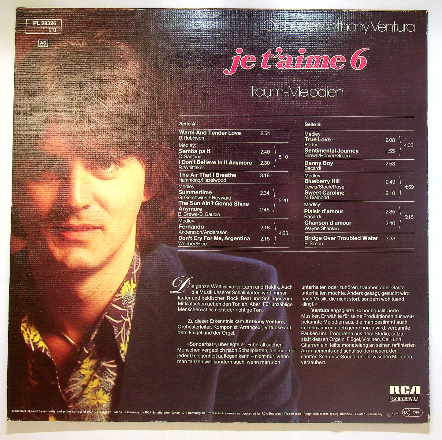 EBOND Orchester Anthony Ventura - Je T'Aime 6 Vinile V106126