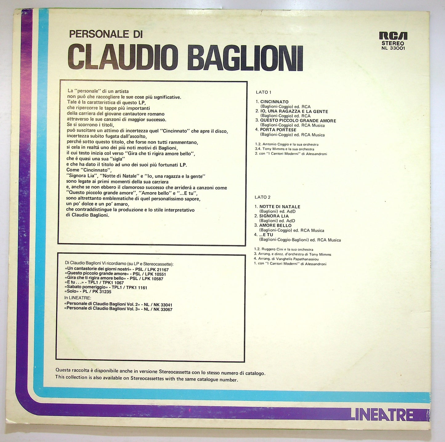 EBOND Claudio Baglioni - Personale Di Claudio Baglioni Vinile V107062