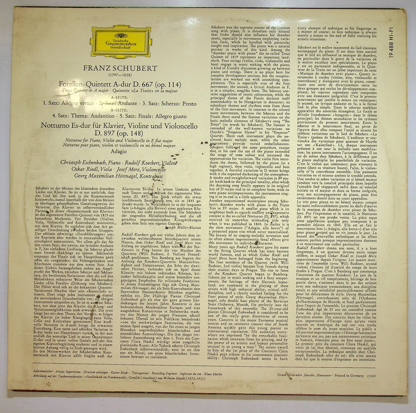 EBOND Franz Schubert - Forellenquintett - Notturno Vinile V107090