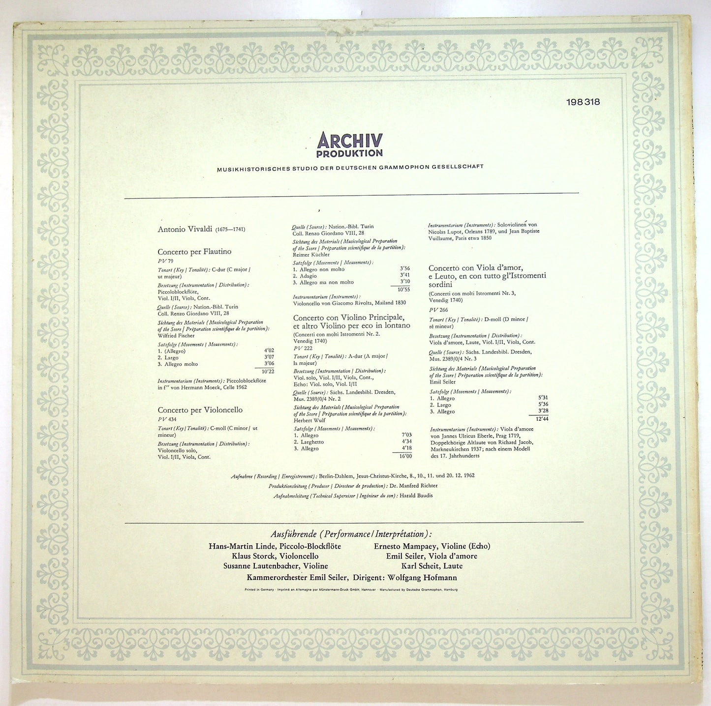 EBOND Antonio Vivaldi - Concerti PV 79, 222, 266, 434 Vinile V107141