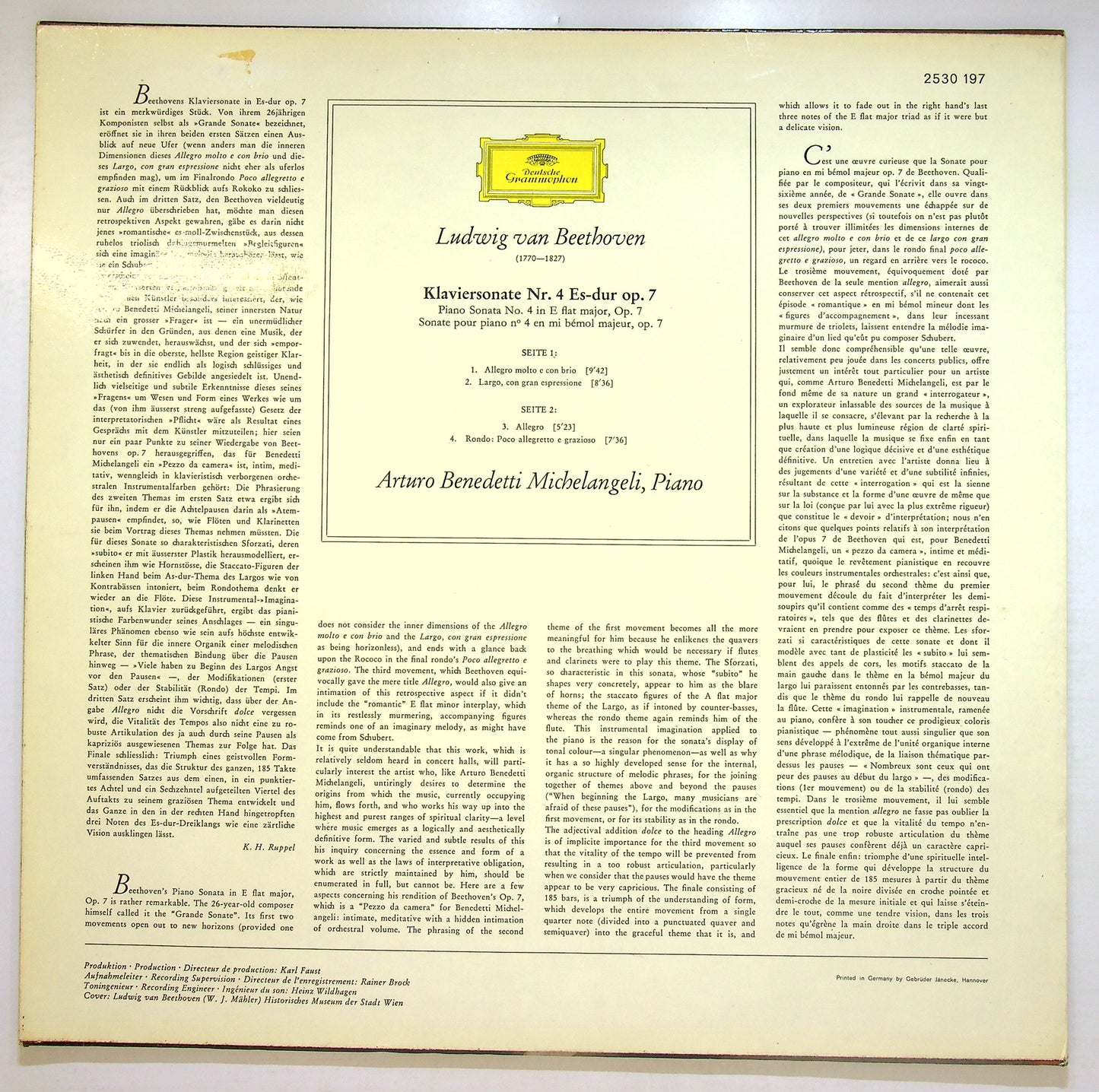 EBOND Beethoven - Sonate Nr. 4 Es-Dur Op. 7 (in E Flat Major) Vinile V107145