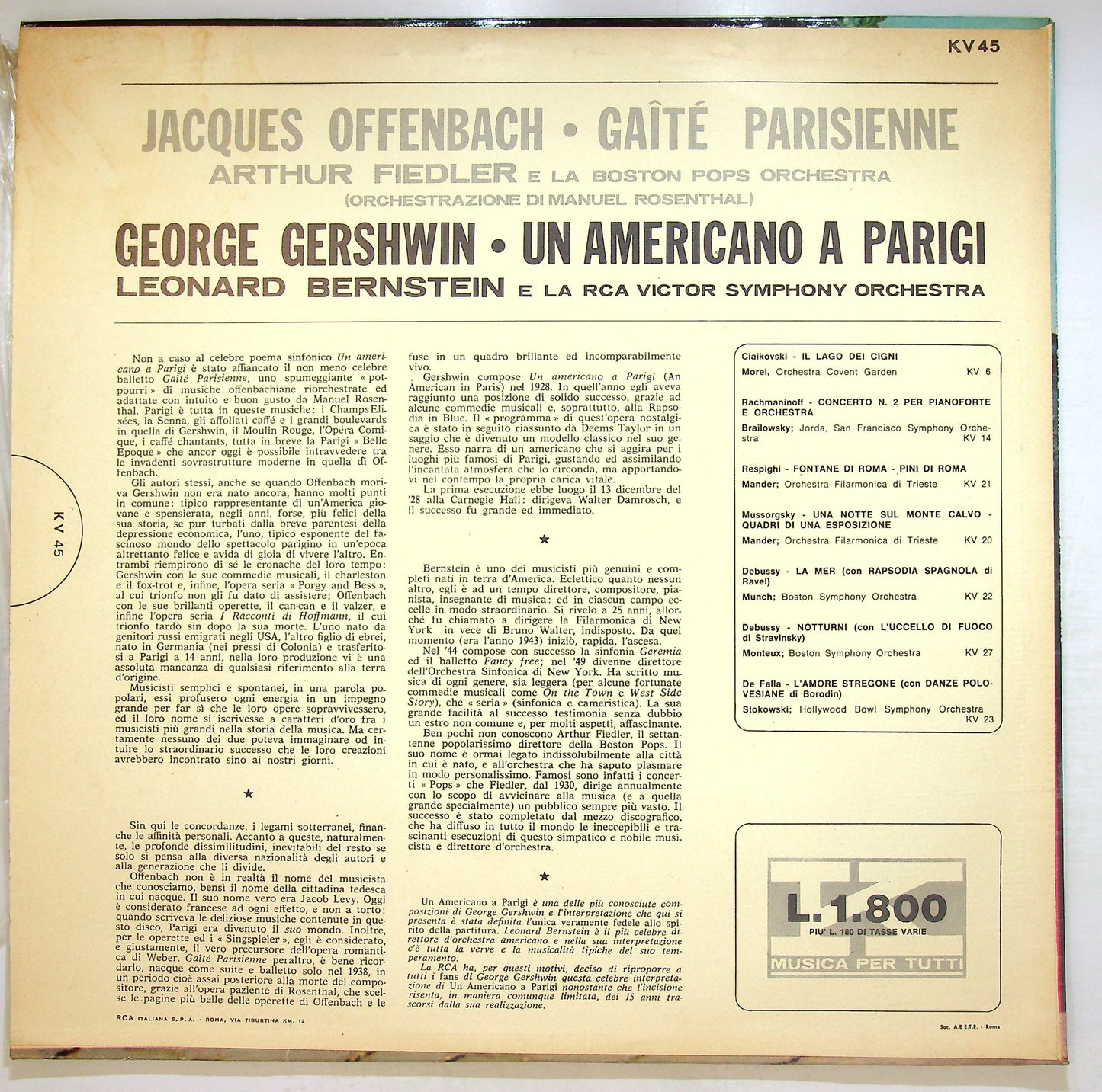 EBOND Leonard Bernstein - Un Americano A Parigi Vinile V109017