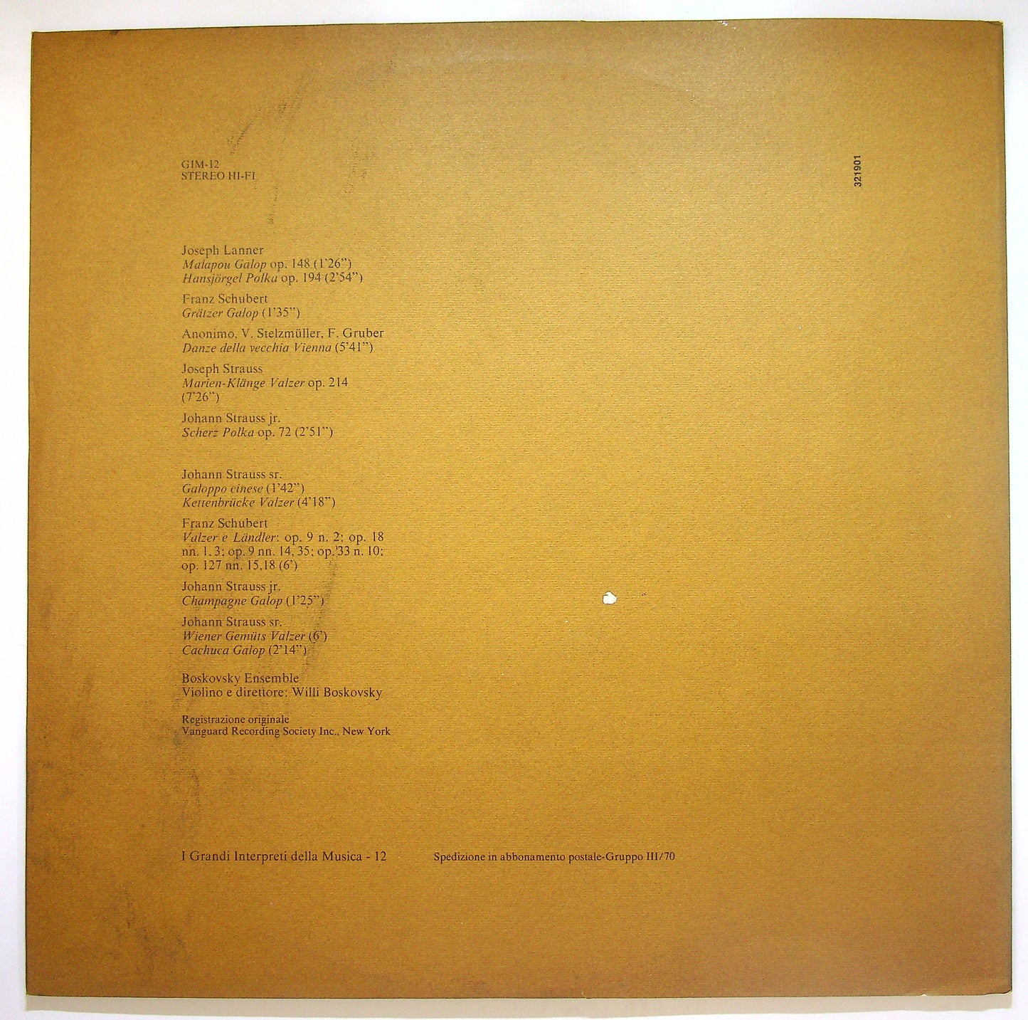 EBOND Willi Boskovsky - Danze Della Vecchia Vienna Vinile V109071