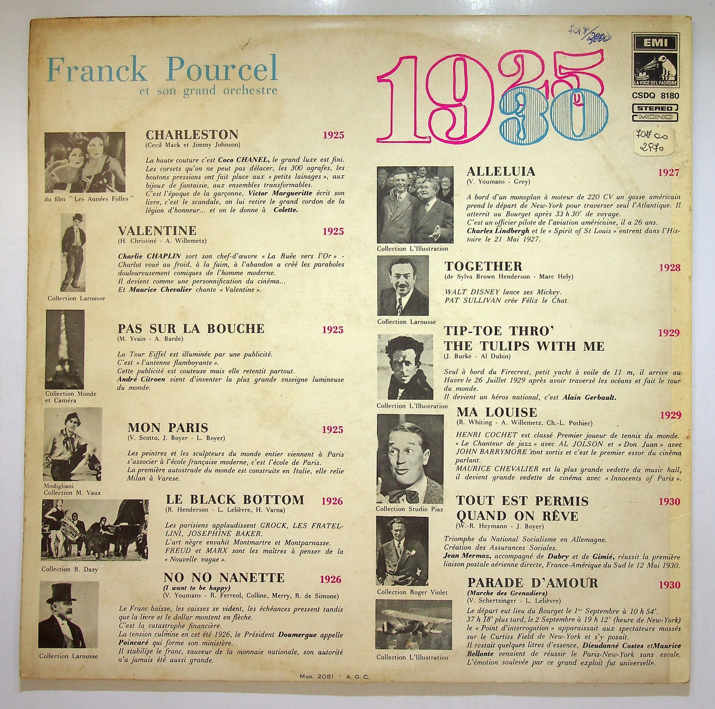 EBOND Franck Pourcel Et Son Grand Orchestre - 1925 1930 Vinile V110003