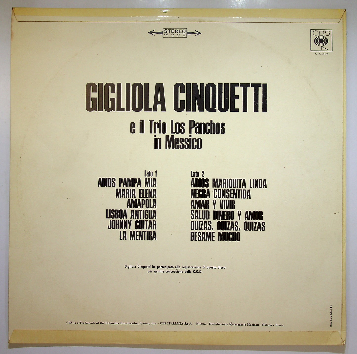 EBOND Gigliola Cinquetti E Il Trio Los Panchos In Messico Vinile V110056