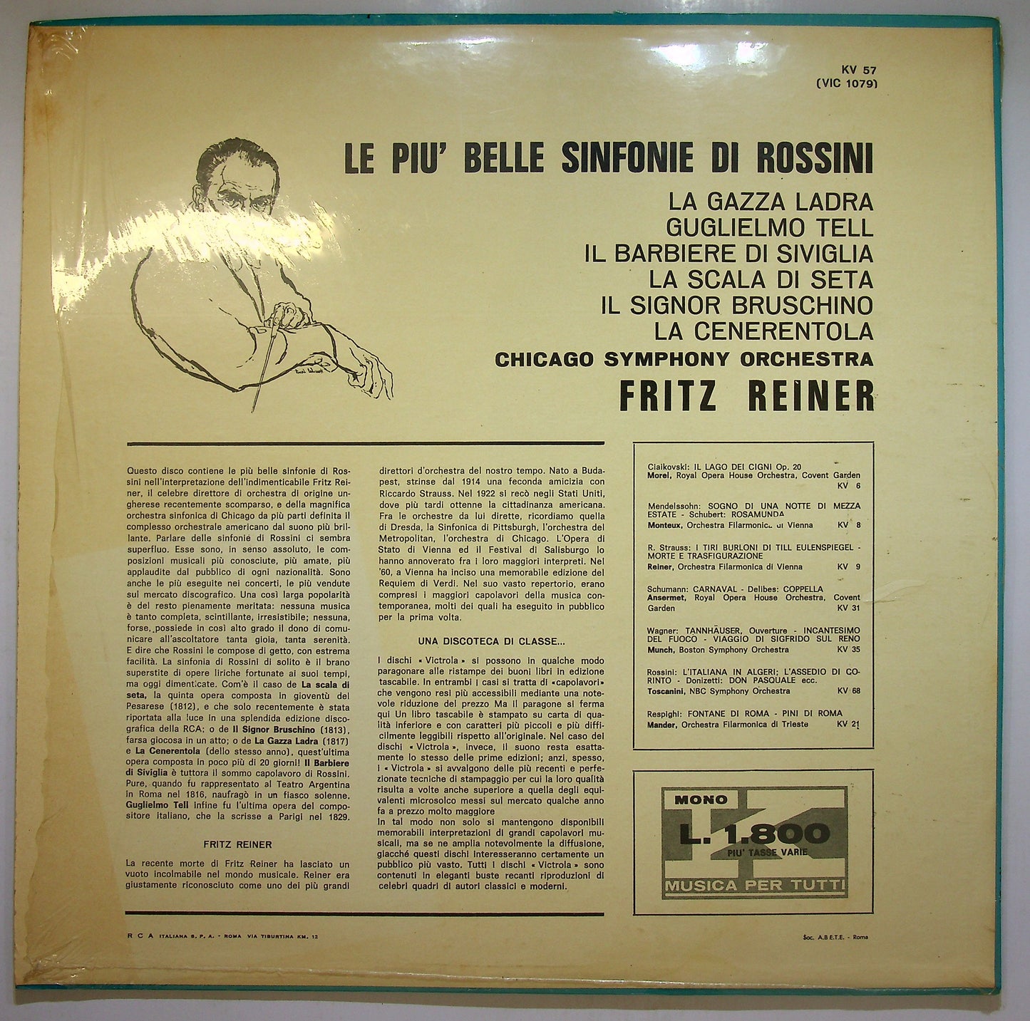 EBOND Fritz Reiner - Le Piu Belle Sinfonie Di Rossini Vinile V110066
