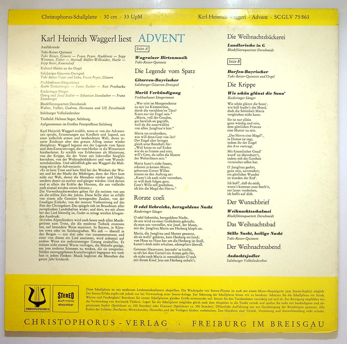 EBOND Karl Heinrich Waggerl - Advent Vinile V110125