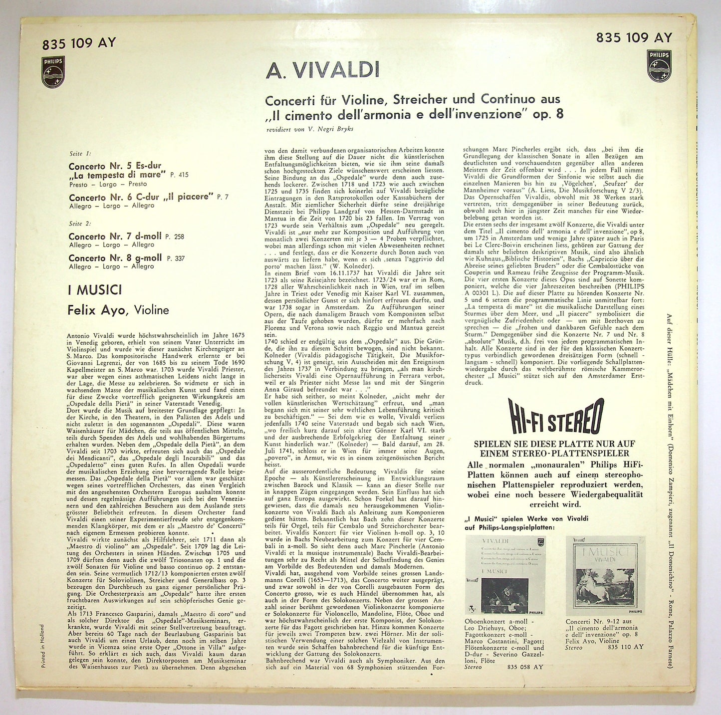 EBOND Vivaldi , I Musici - Concerti Fur Violine Vinile V110130