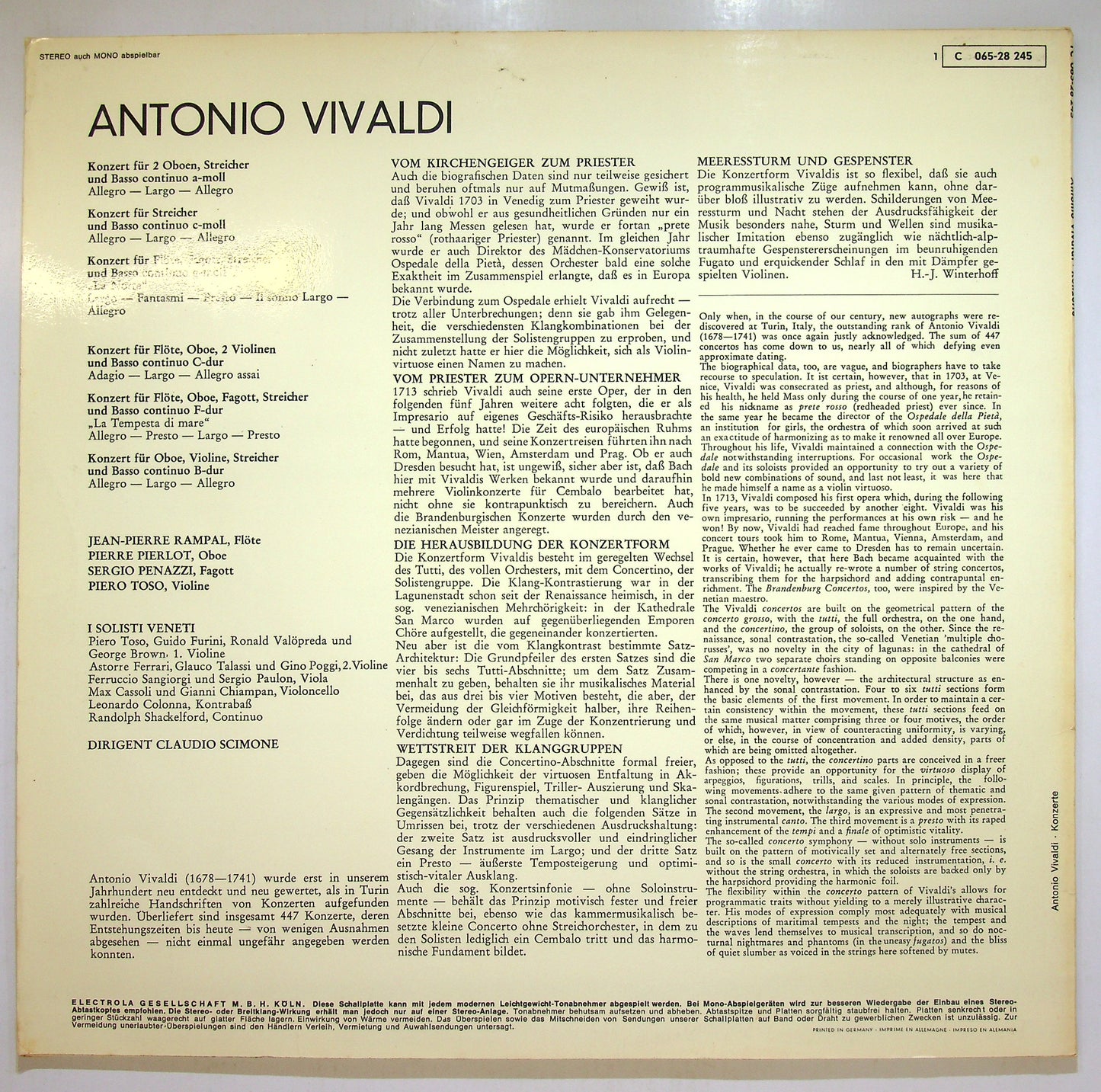 EBOND Sechs Konzerte Fur Flote Vinile V110131