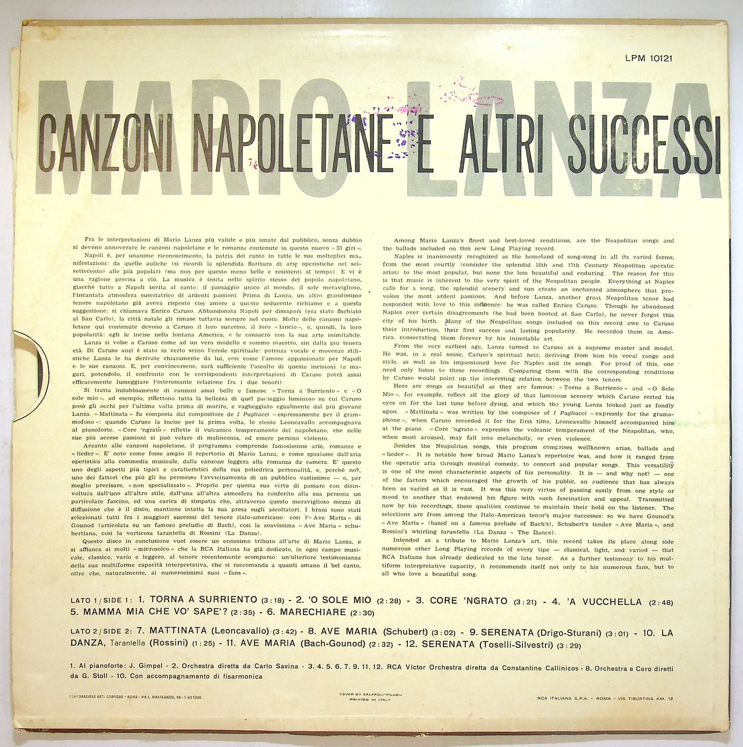 EBOND Mario Lanza - Canzoni Napoletane E Altri Successi Vinile V111017